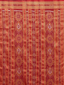 CraftsCollection.in -White and Red Odisha Sambalpuri Silk Saree