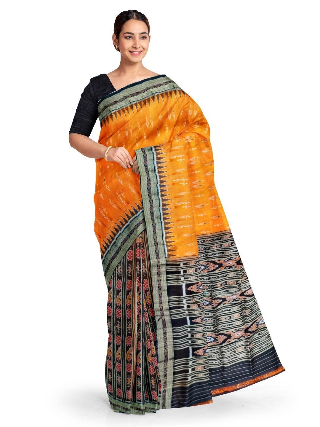 Orange Odisha Sambalpuri Khandua Silk Saree - Crafts Collection