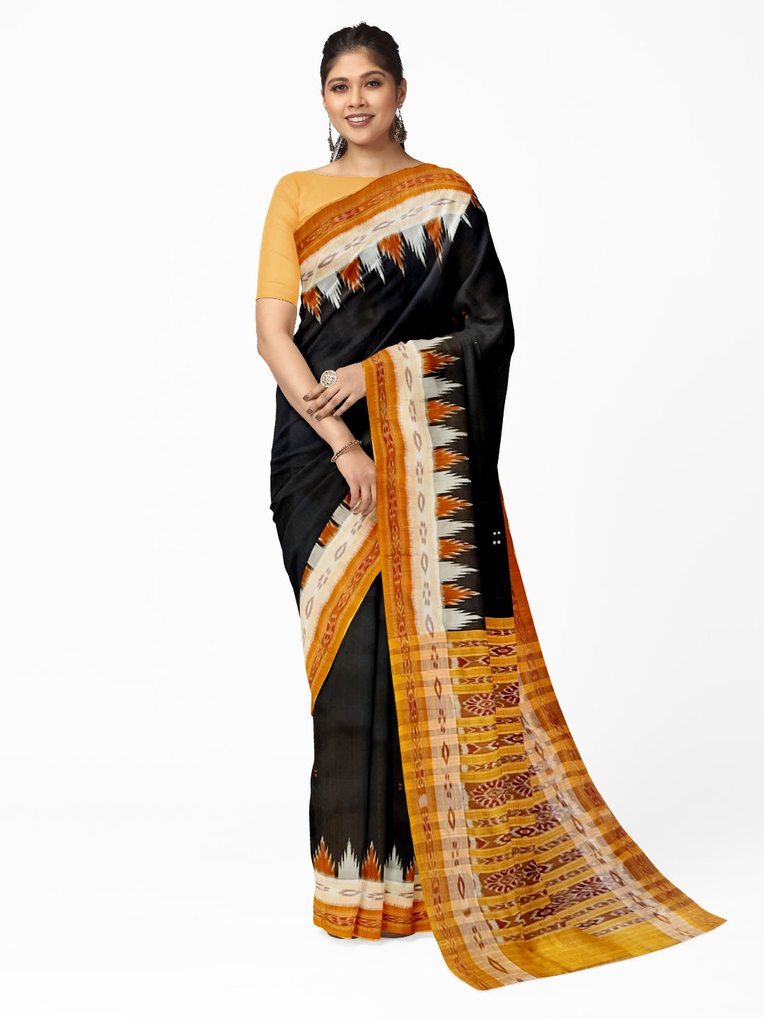 Black double border Odisha Khandua Pata Silk Saree