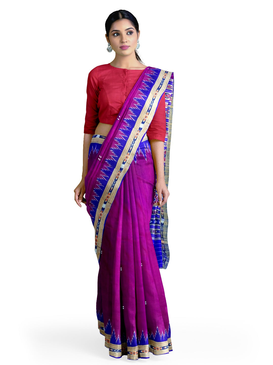 Purple with Blue Odisha Khandua Pata Silk Saree