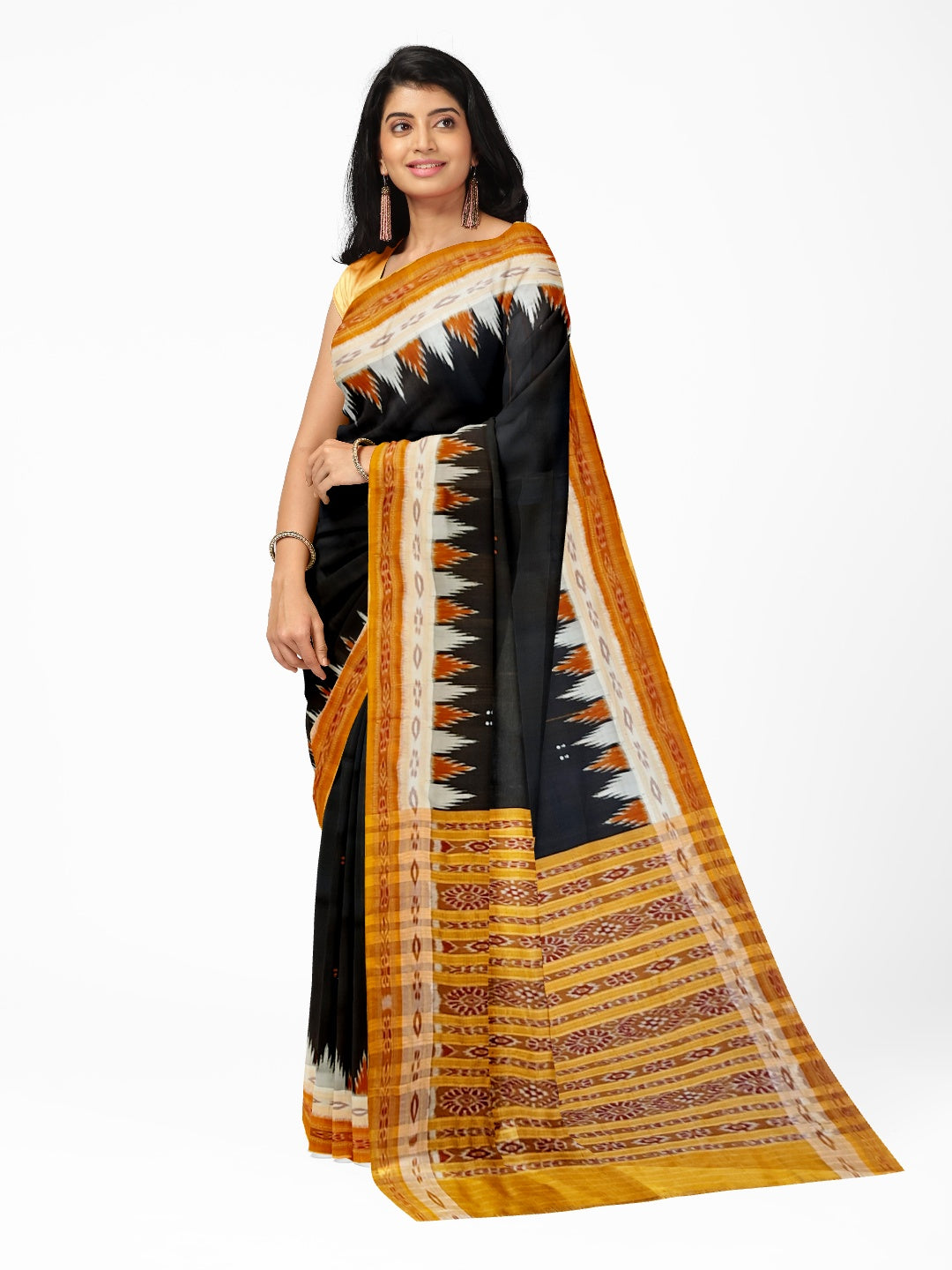 Black double border Odisha Khandua Pata Silk Saree