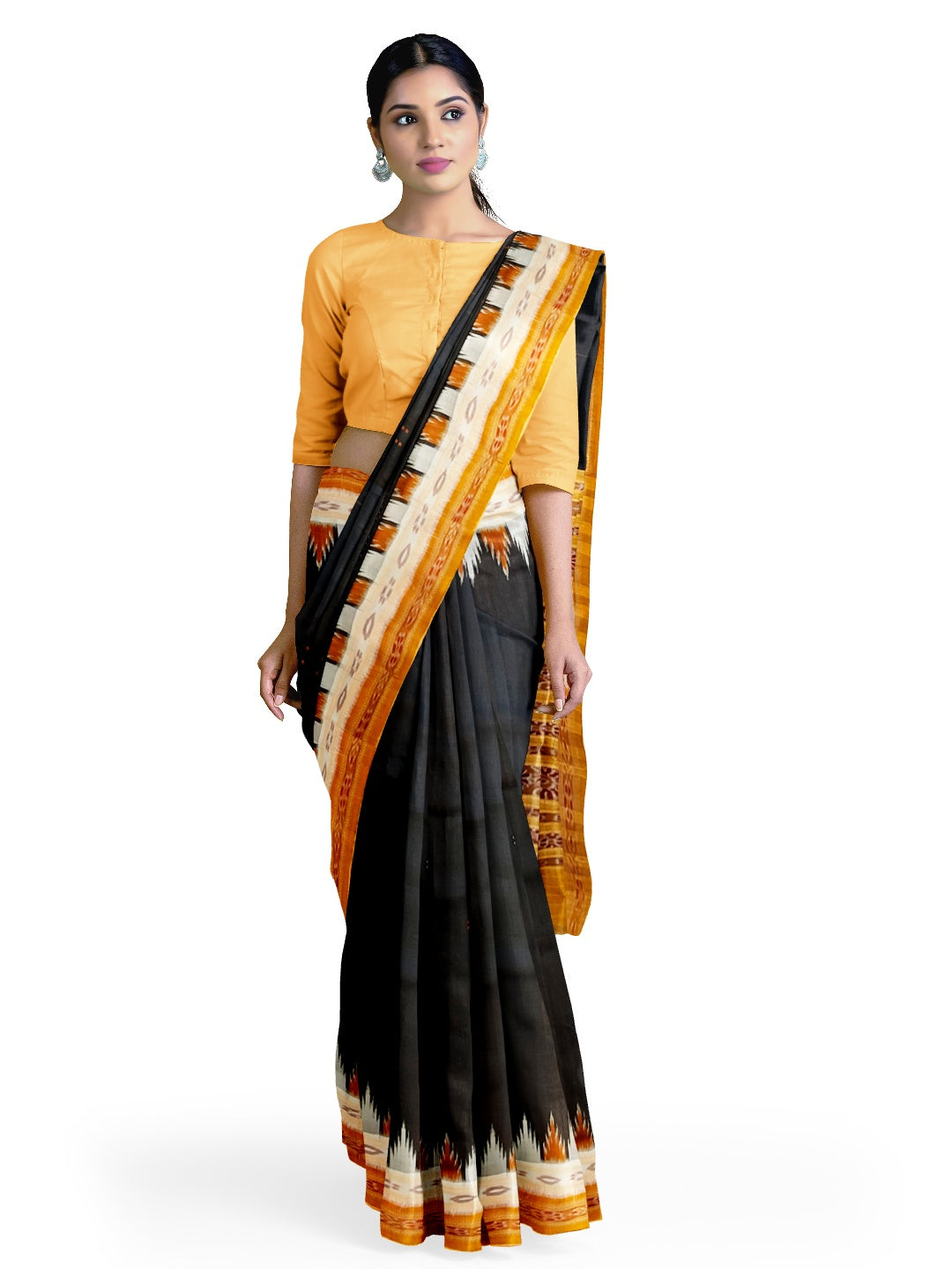 Black double border Odisha Khandua Pata Silk Saree