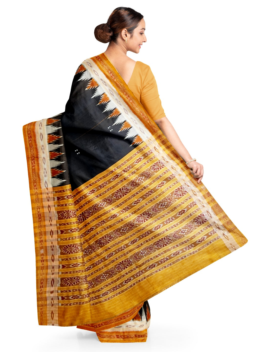 Black double border Odisha Khandua Pata Silk Saree