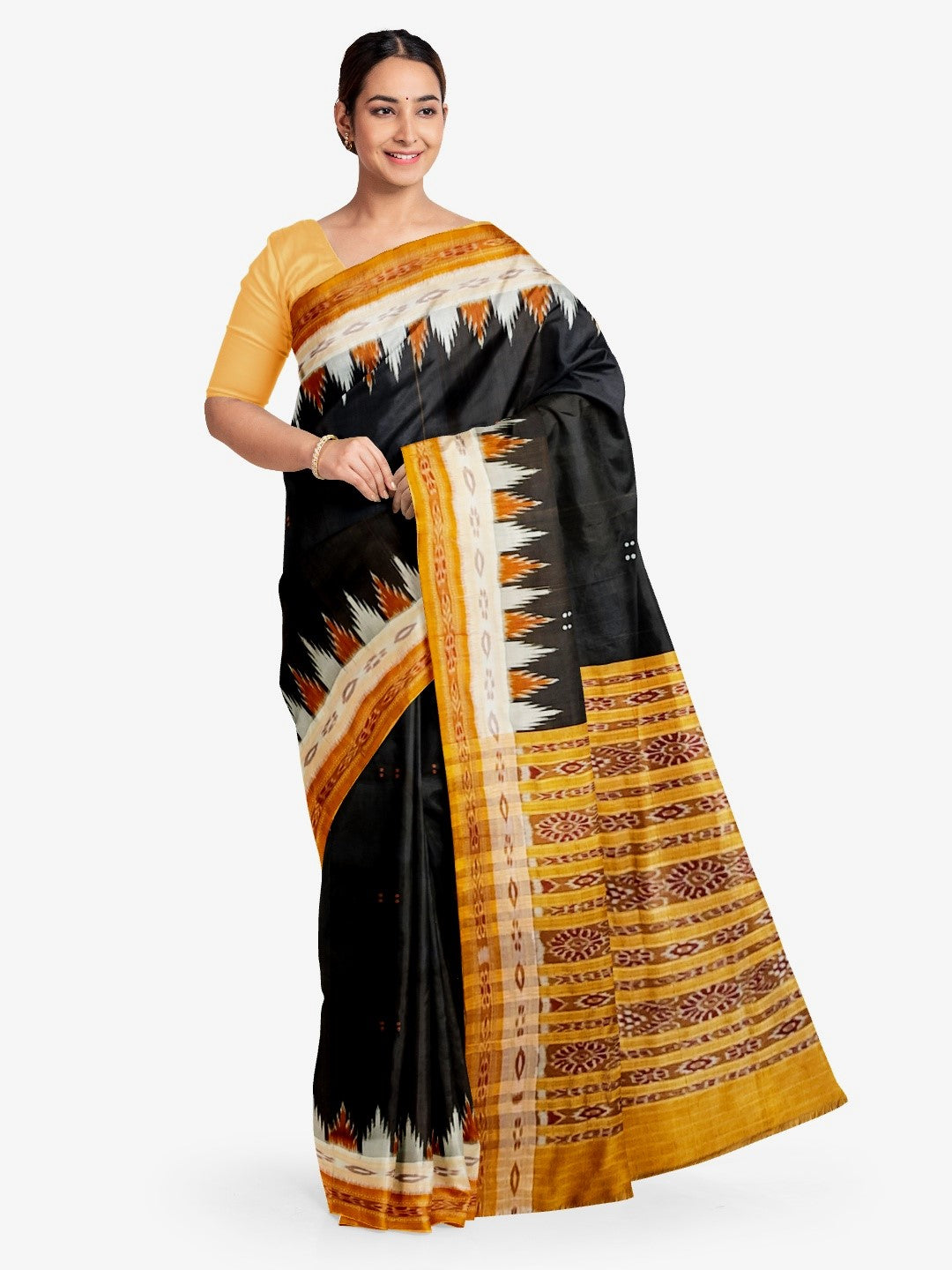 Black double border Odisha Khandua Pata Silk Saree