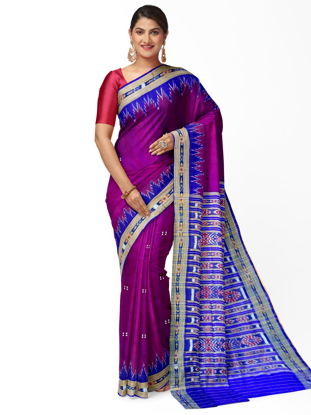 Purple with Blue Odisha Khandua Pata Silk Saree