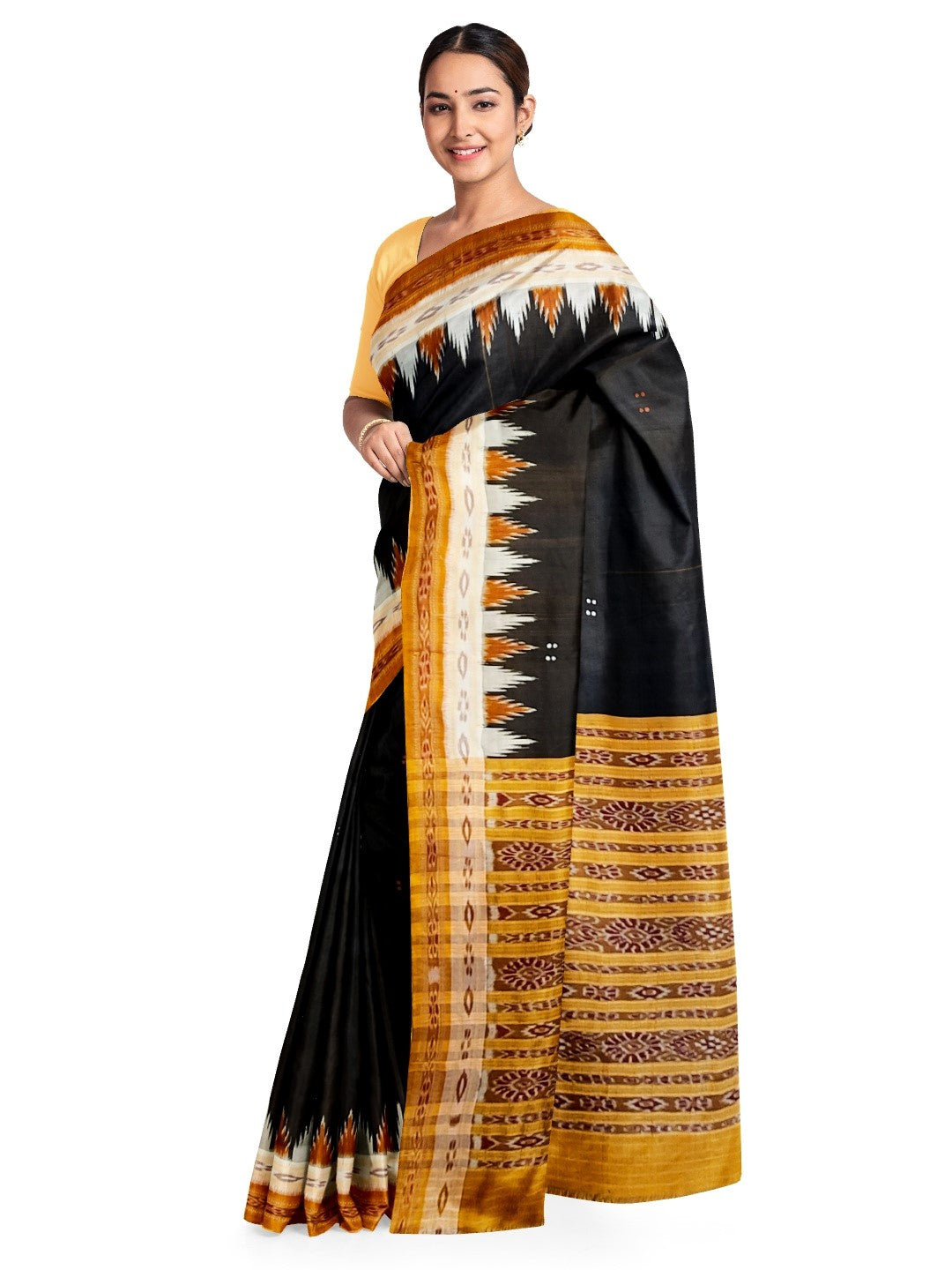 Black double border Odisha Khandua Pata Silk Saree