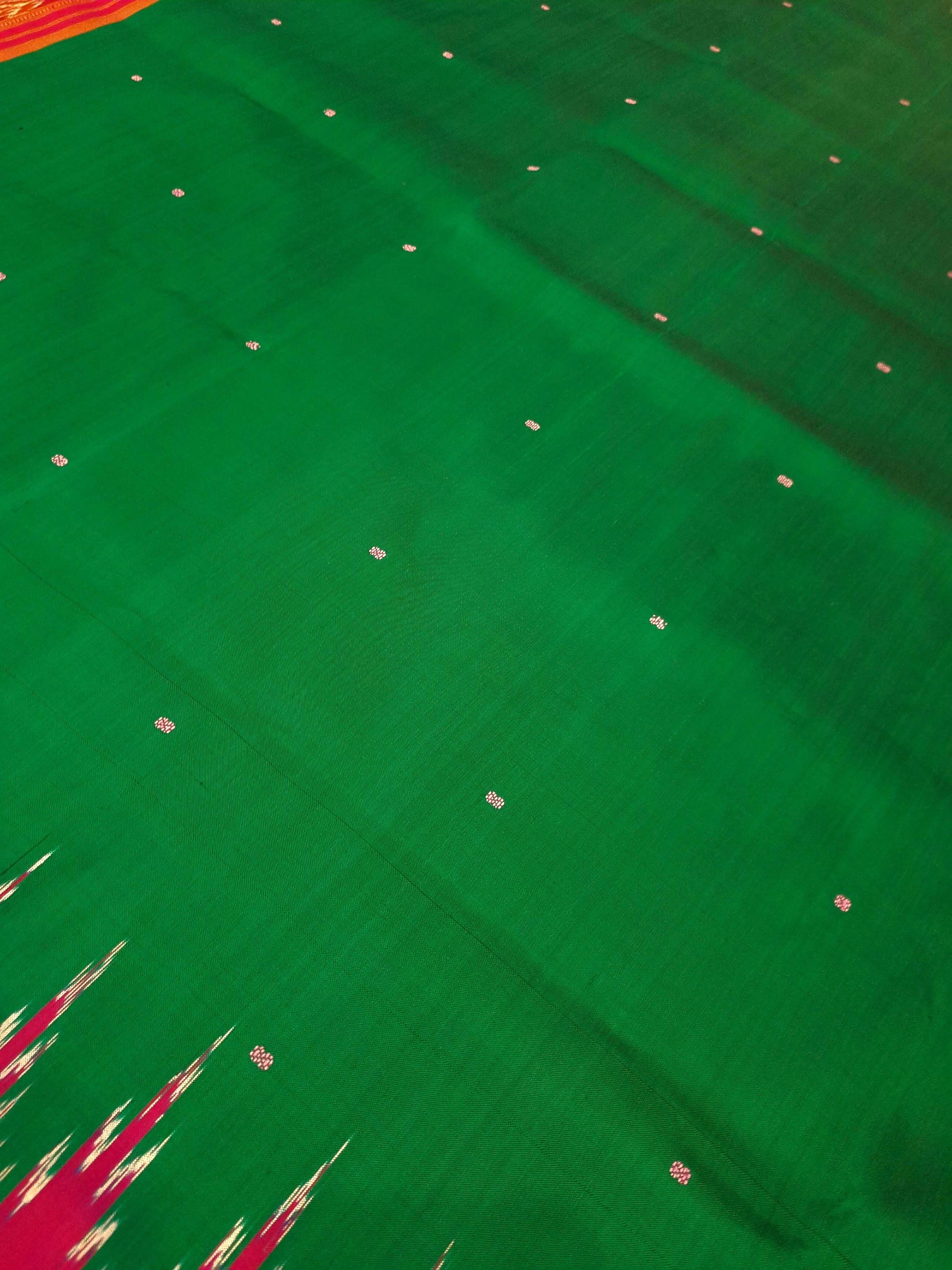 Green with Pink Odisha Khandua Pata Silk Saree