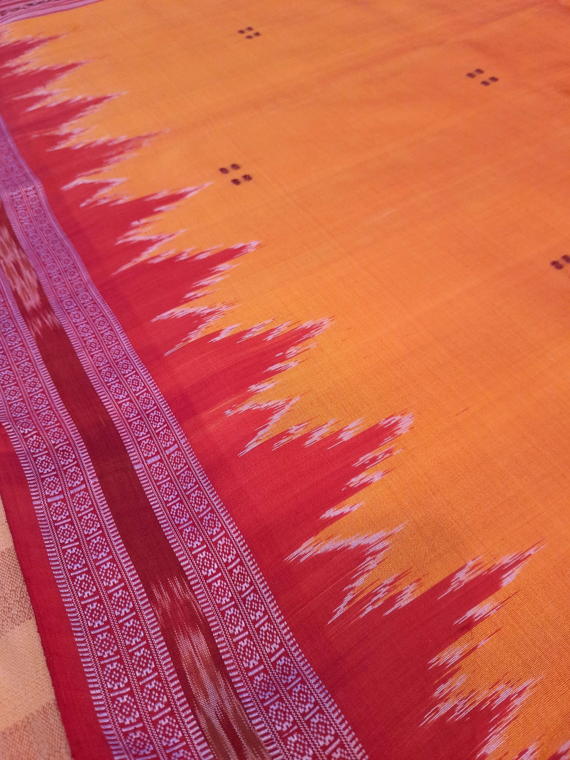 Golden with Red Odisha Khandua Pata Silk Saree