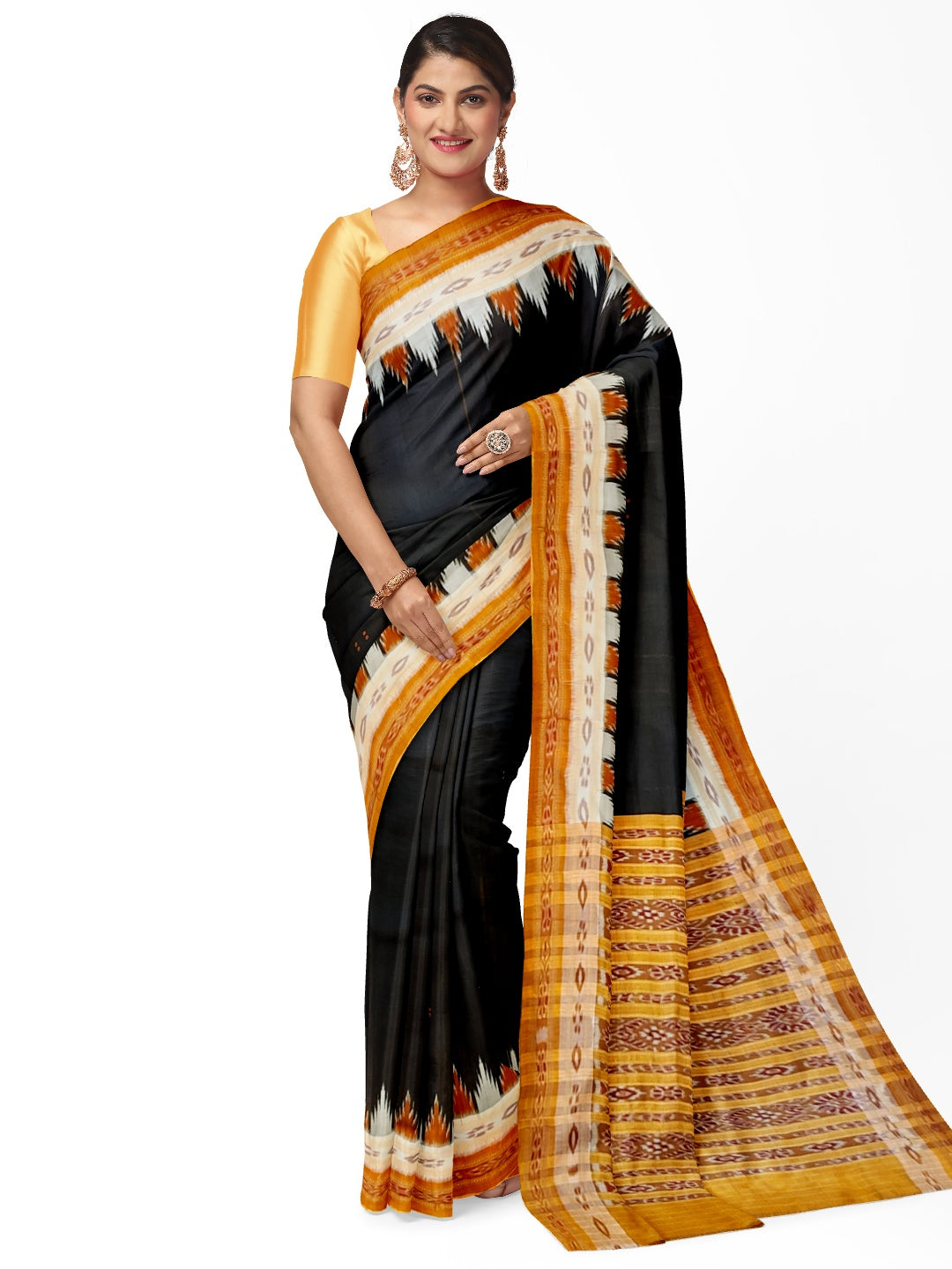 Black double border Odisha Khandua Pata Silk Saree