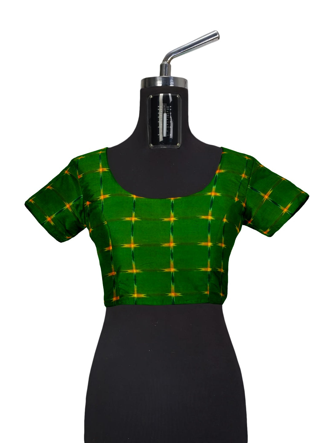 Green Cotton Odisha Ikat saree with mix match cotton ikat blouse piece