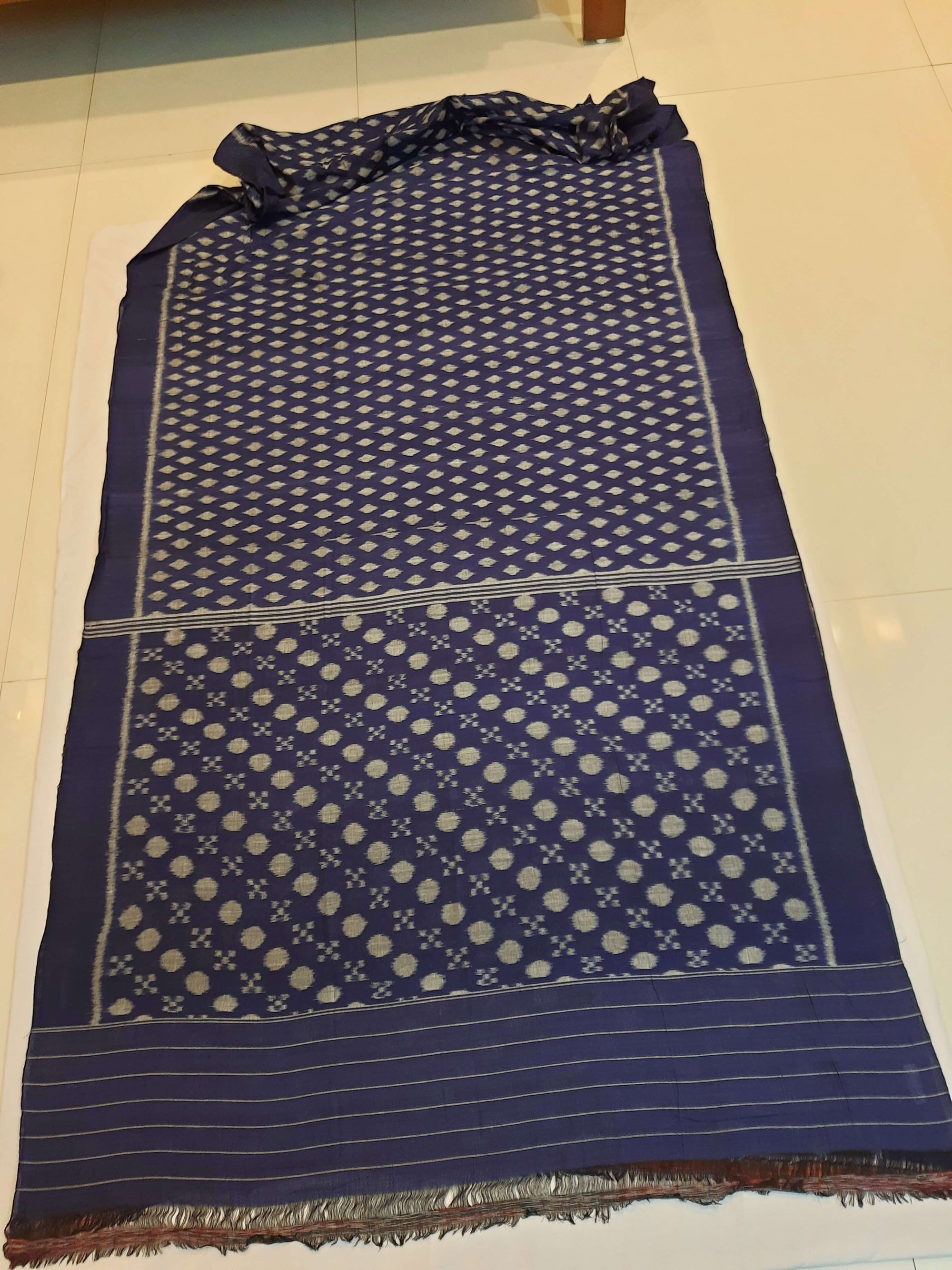 Blue Cotton Odisha Ikat saree with mix match blouse piece