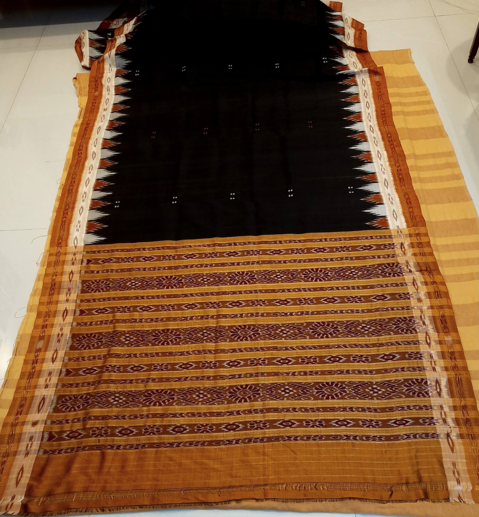 Black double border Odisha Khandua Pata Silk Saree