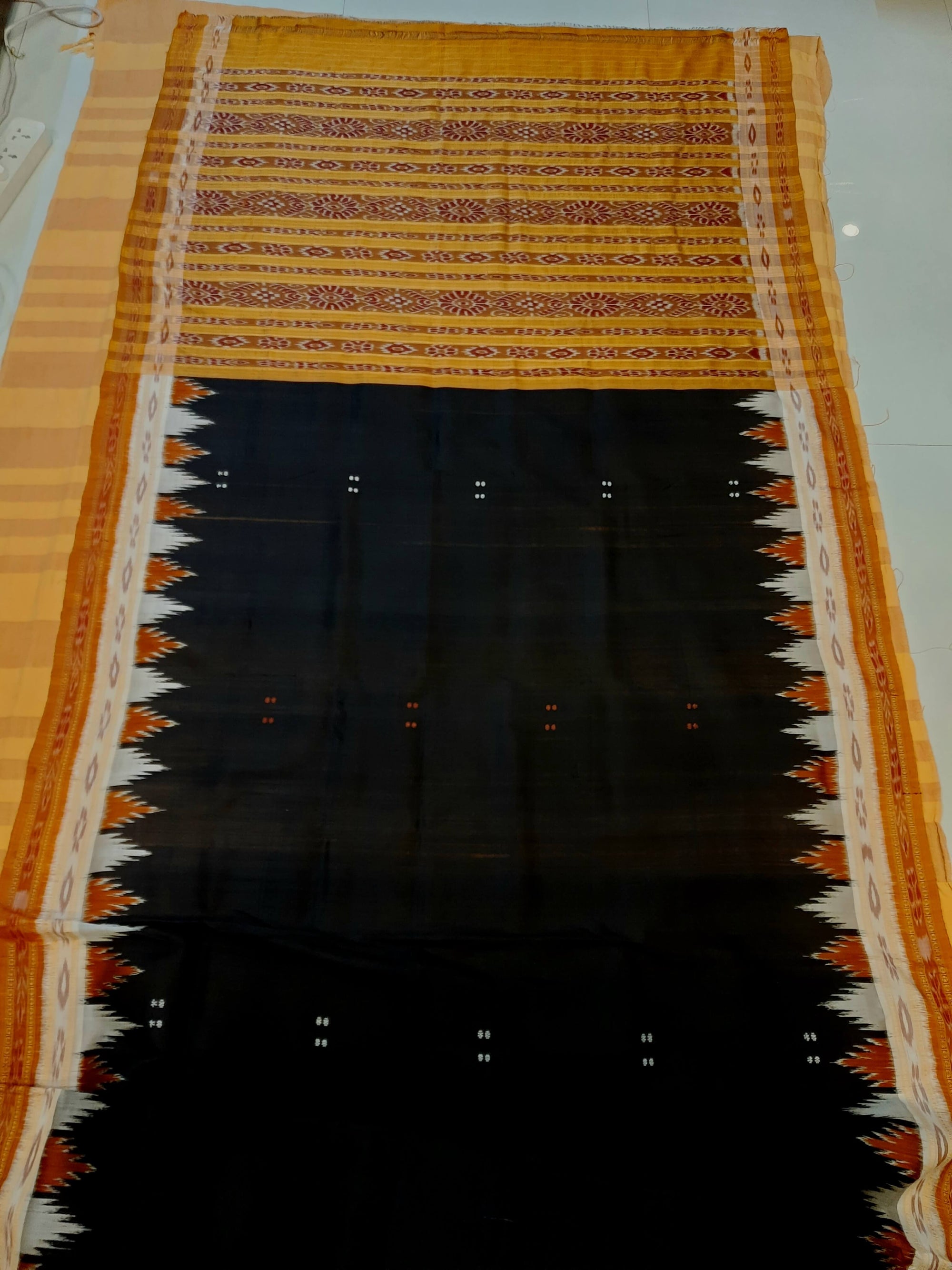 Black double border Odisha Khandua Pata Silk Saree