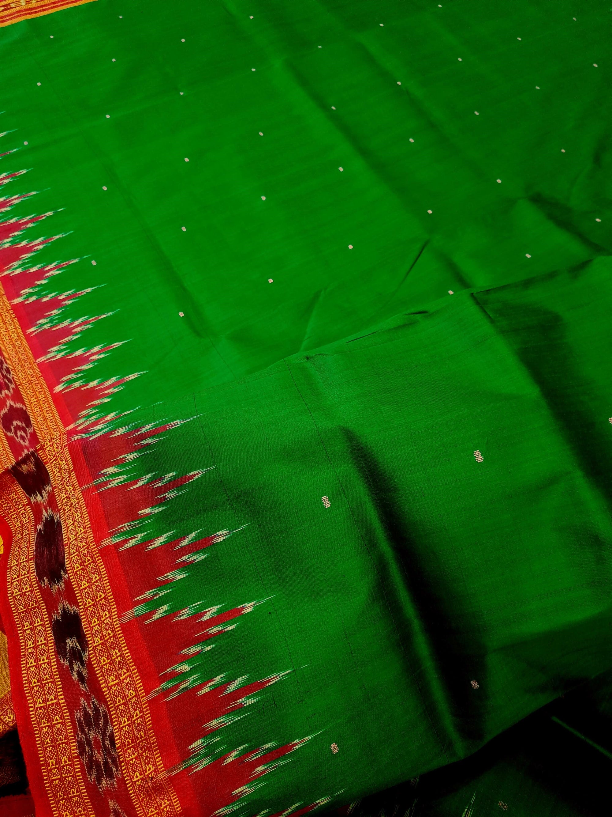 Green with Pink Odisha Khandua Pata Silk Saree