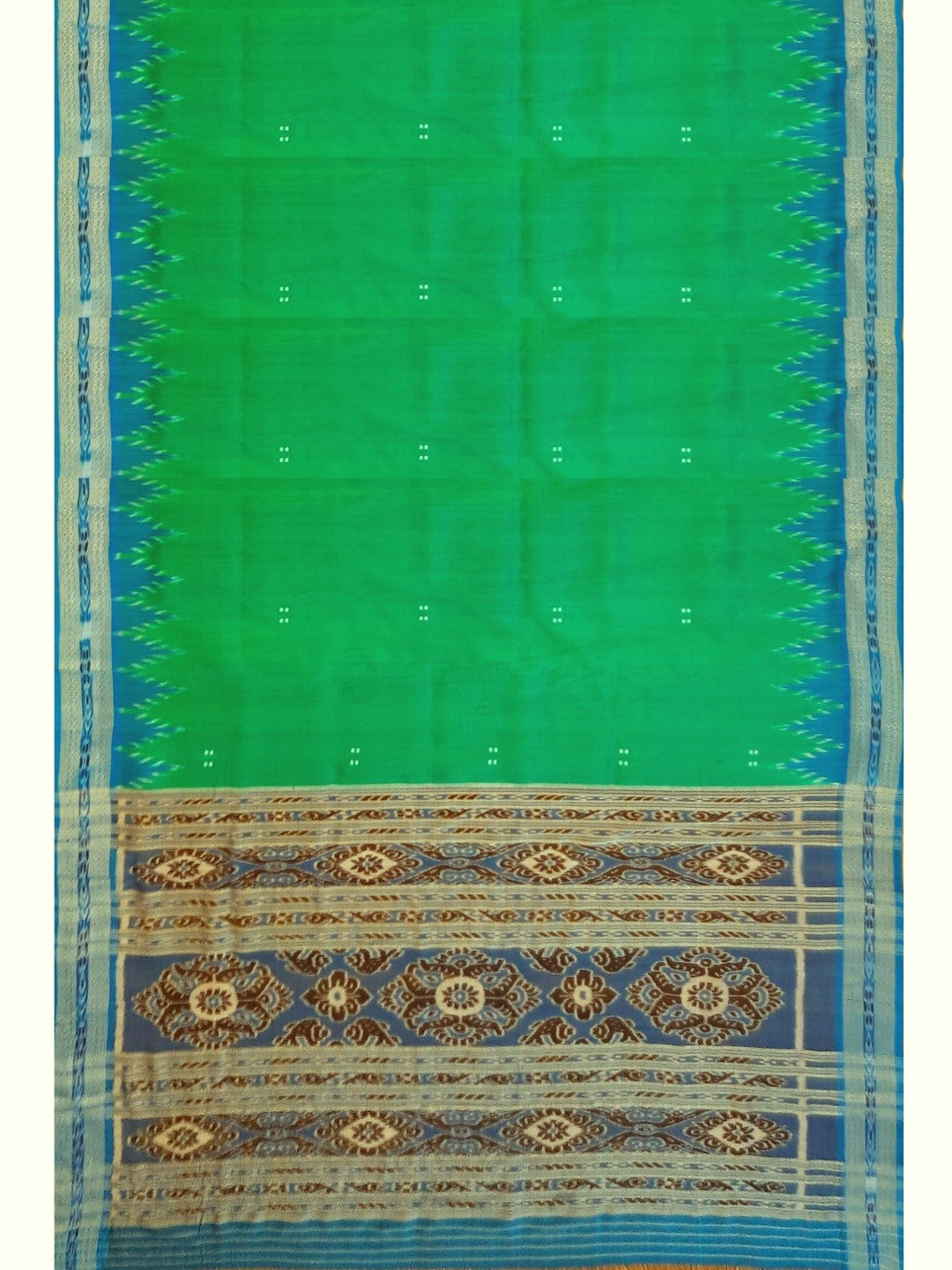 Green with Blue Odisha Khandua Pata Silk Saree