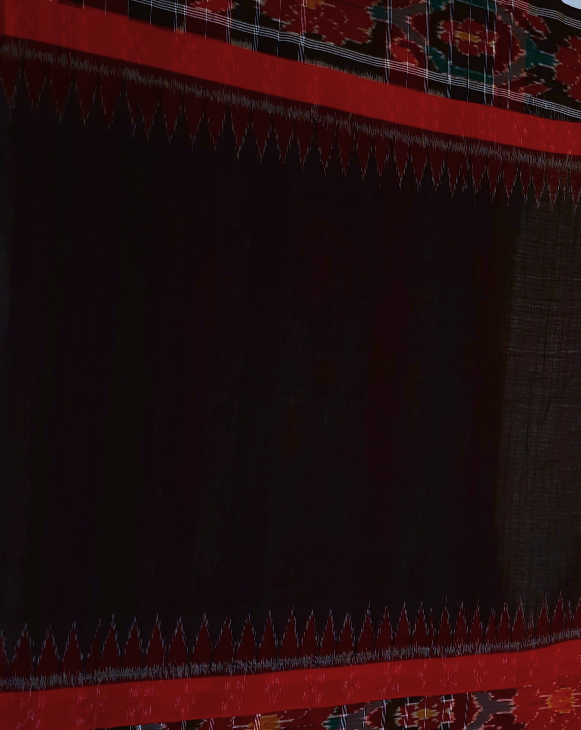 Black Cotton Odisha Ikat saree with mix match blouse piece