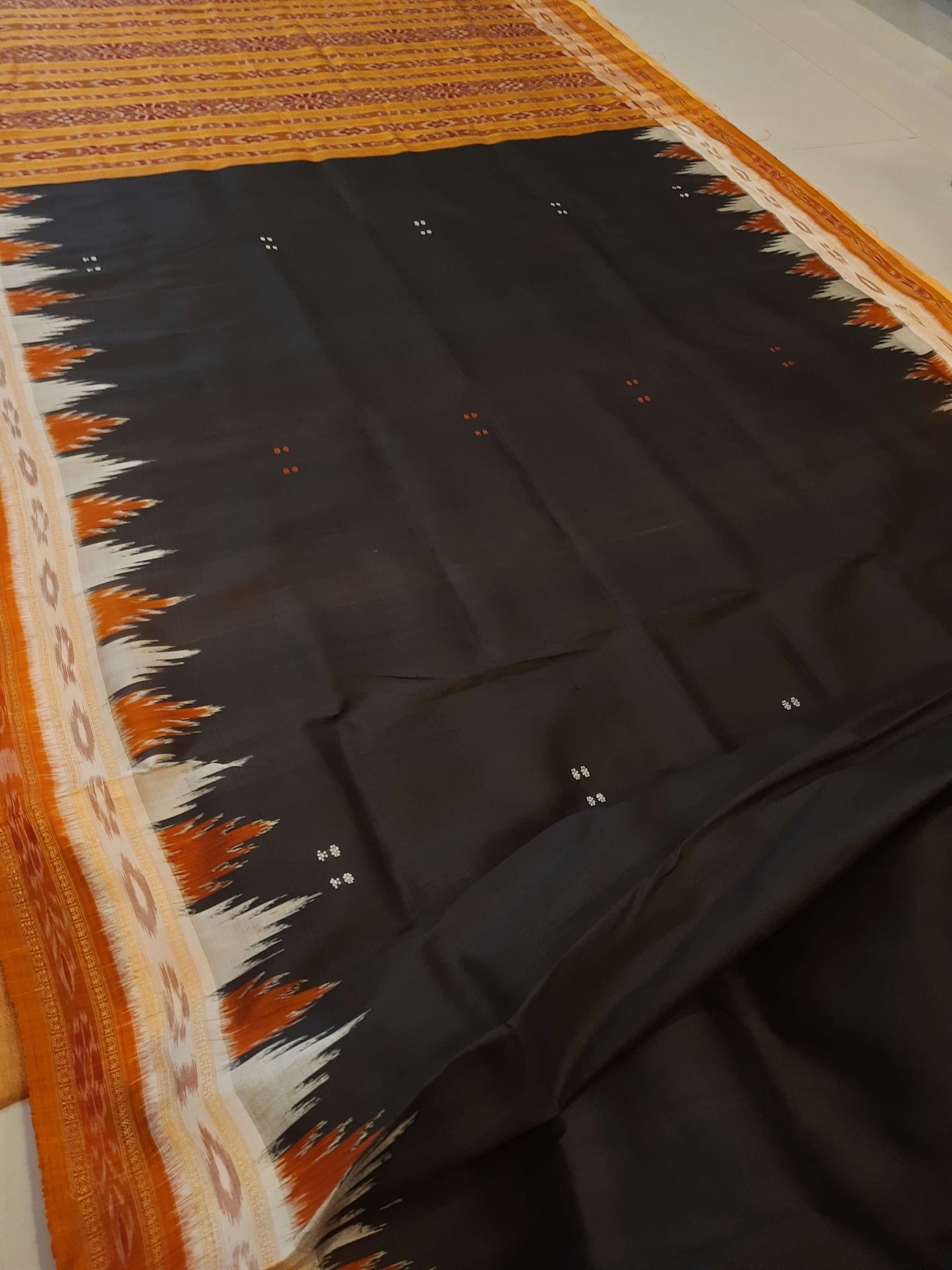 Black double border Odisha Khandua Pata Silk Saree