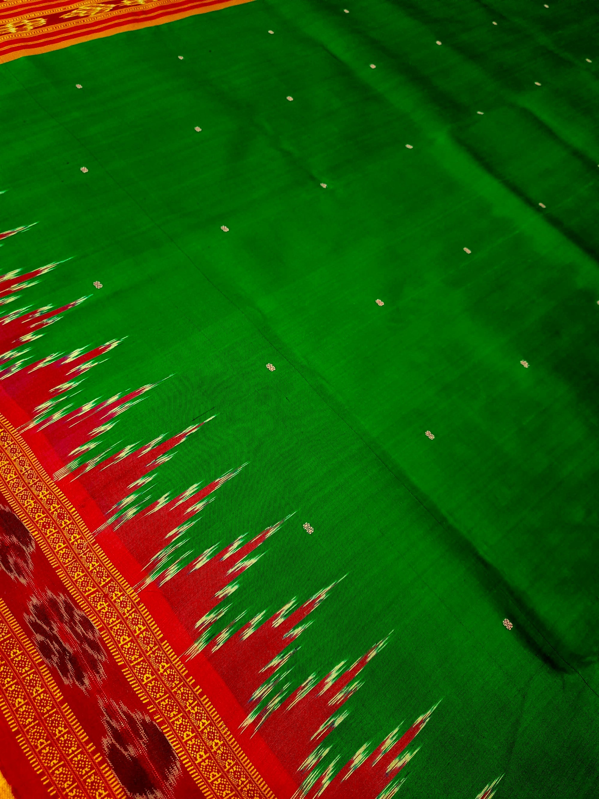 Green with Pink Odisha Khandua Pata Silk Saree