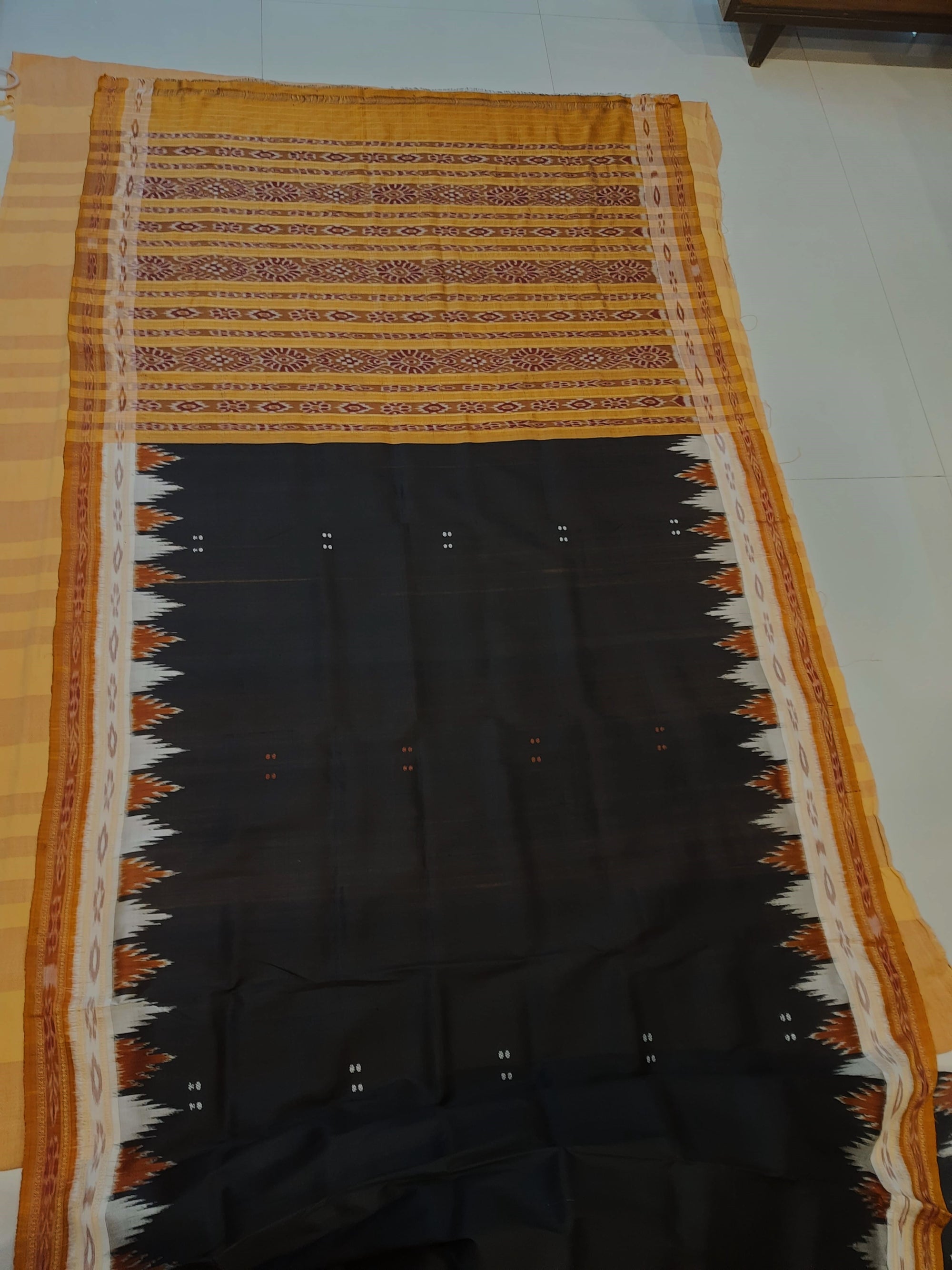 Black double border Odisha Khandua Pata Silk Saree