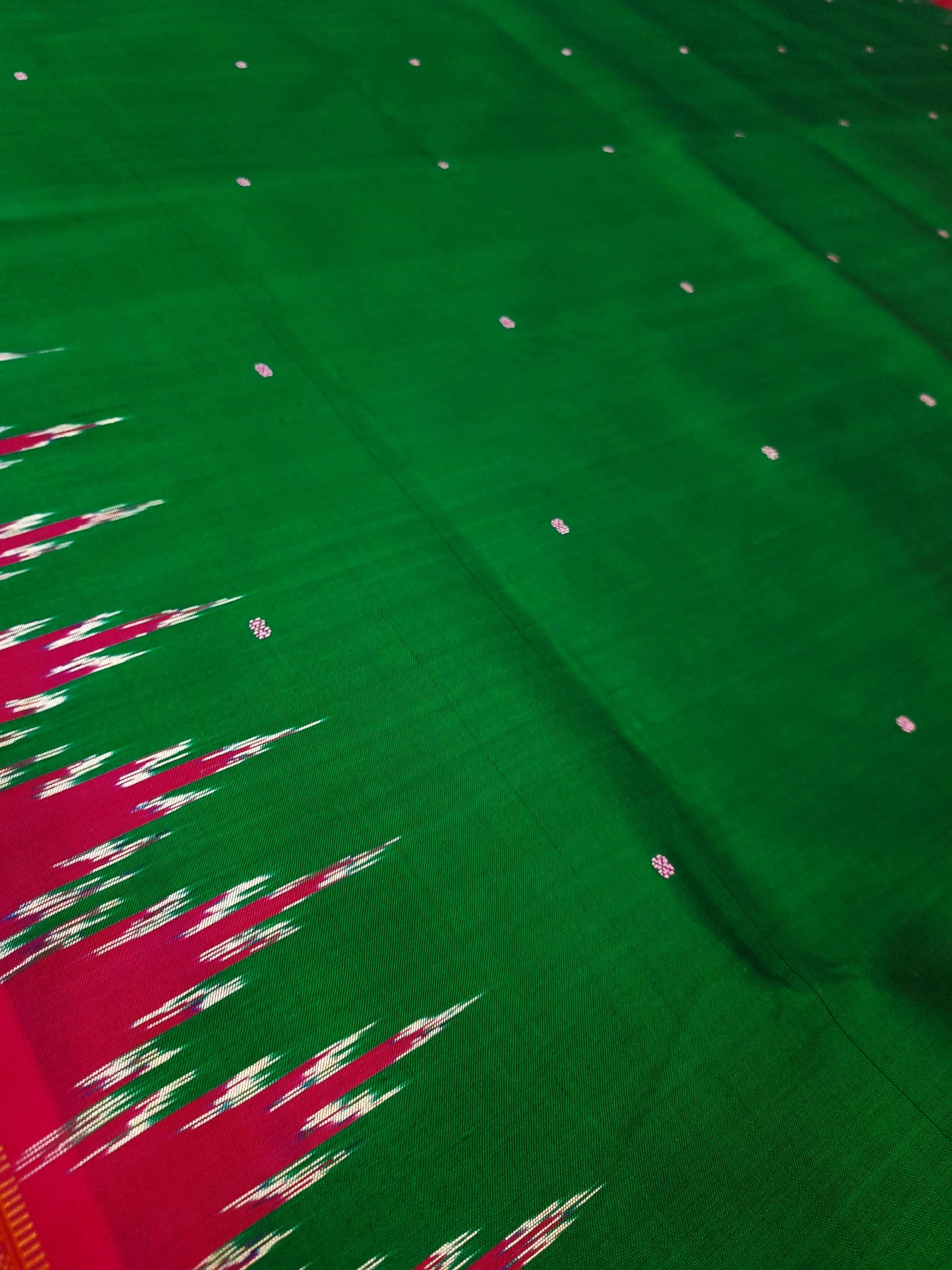 Green with Pink Odisha Khandua Pata Silk Saree