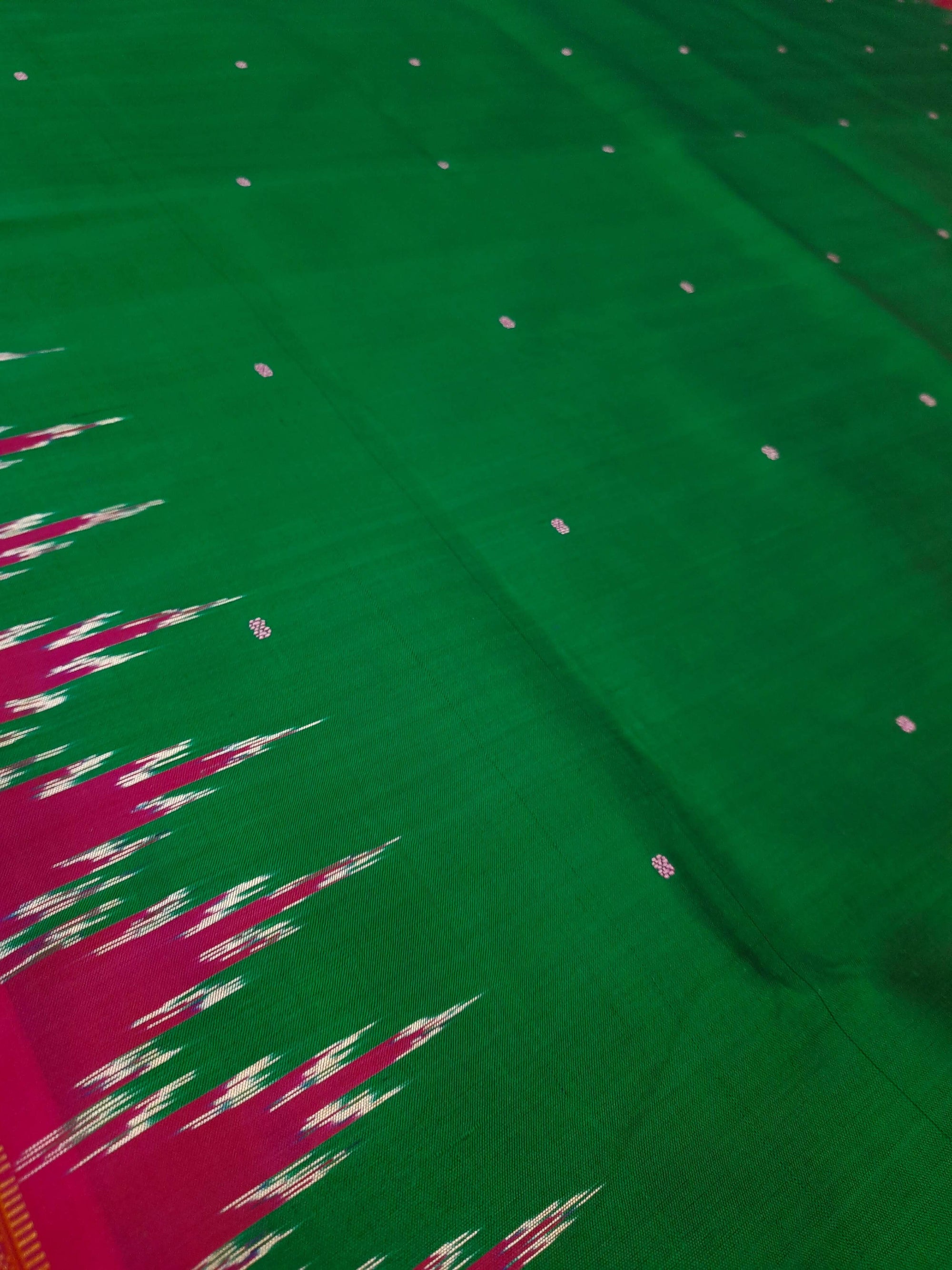 Green with Pink Odisha Khandua Pata Silk Saree