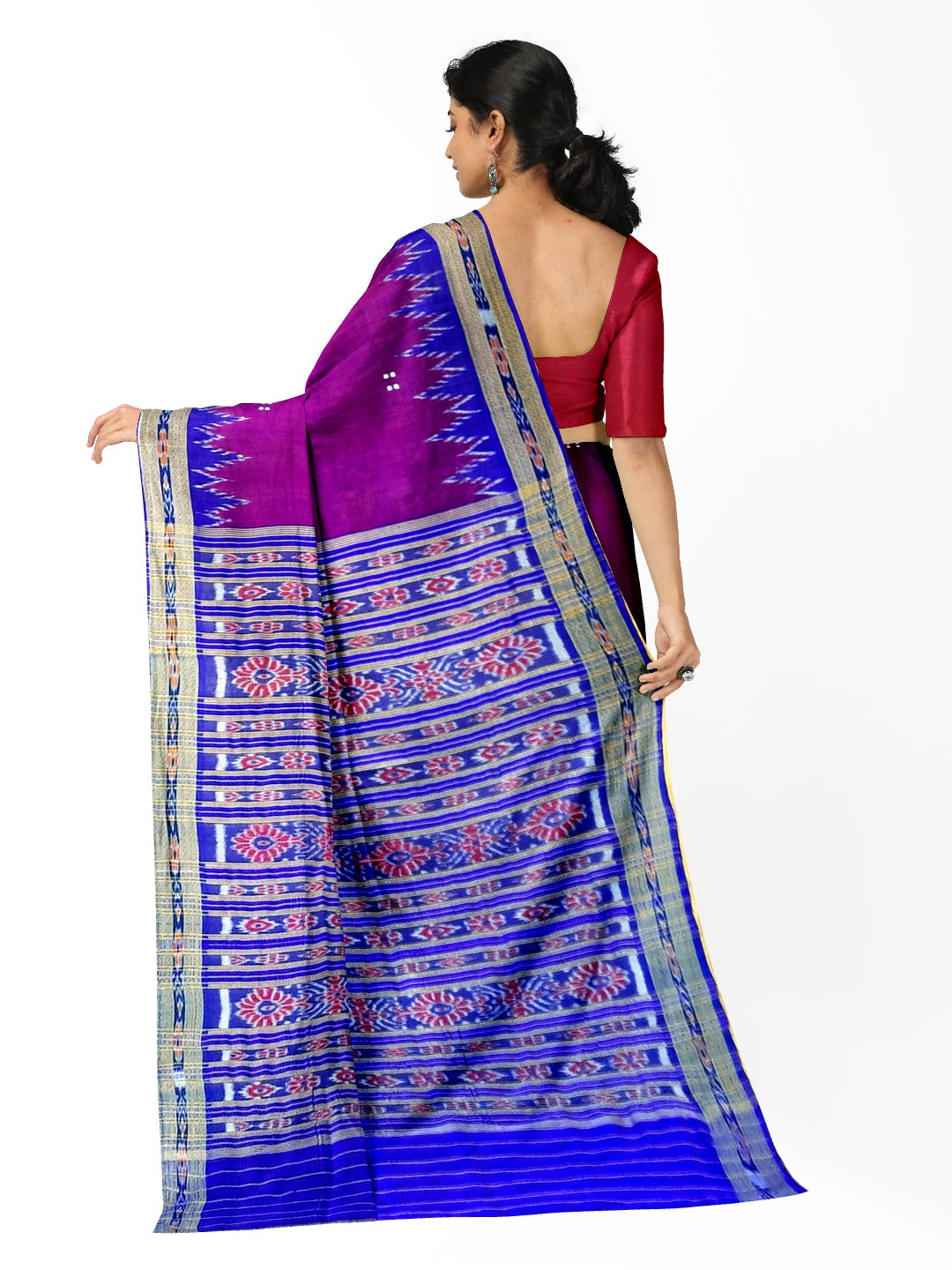 Purple with Blue Odisha Khandua Pata Silk Saree