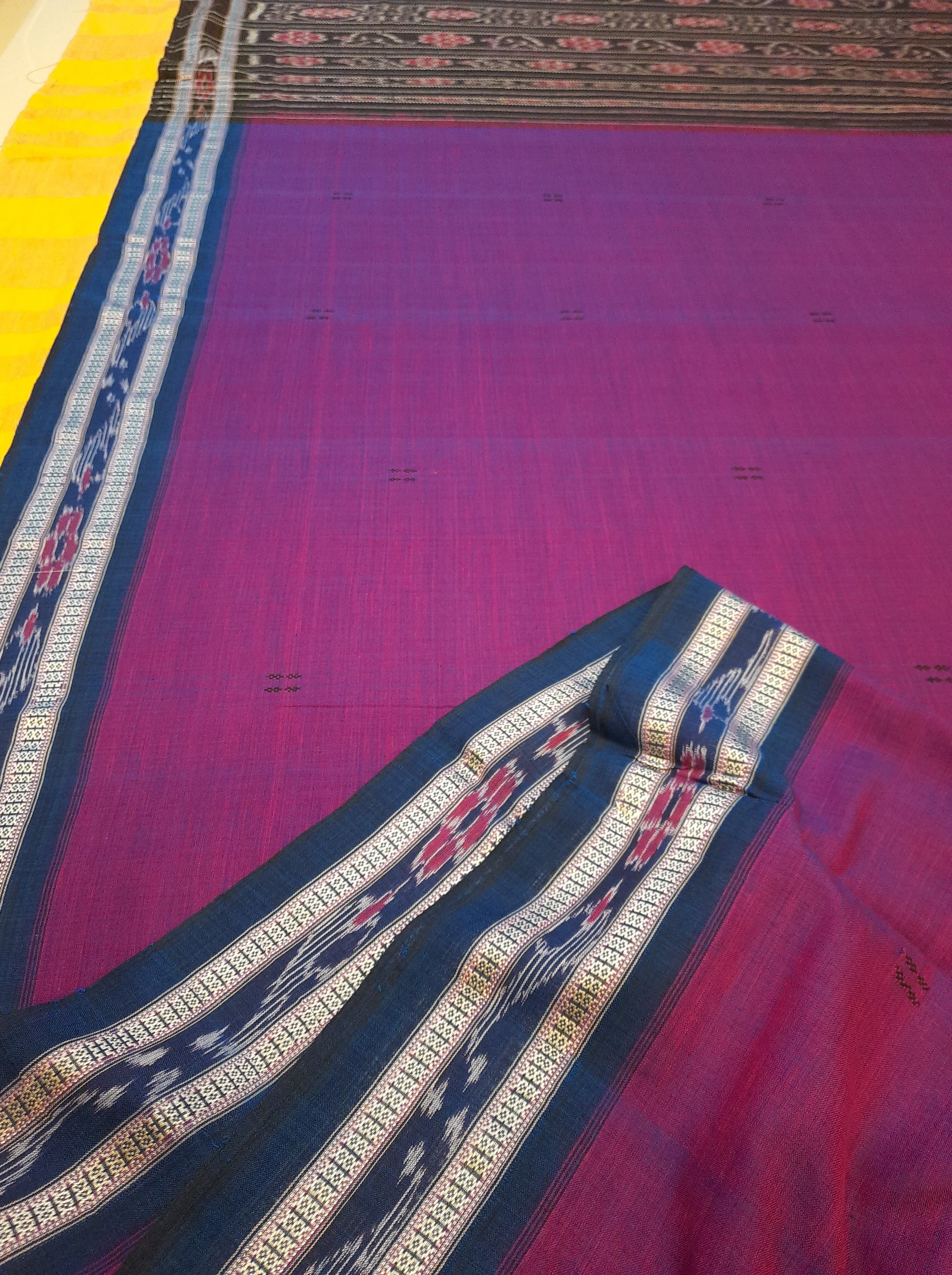 Purple with Blue combination Odisha Ikat saree  with cotton ikat blouse piece