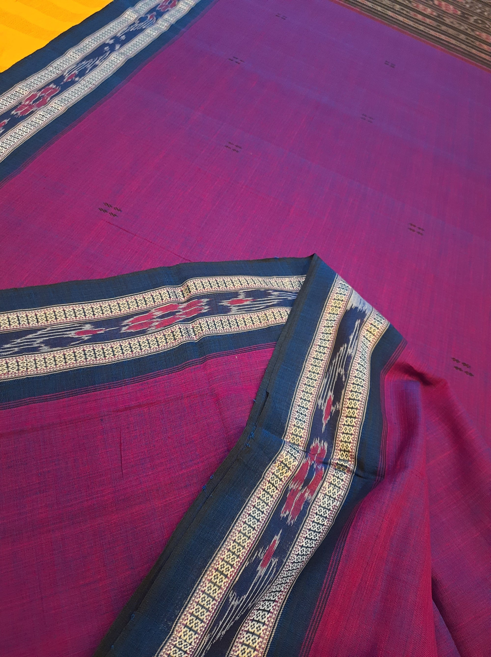 Purple with Blue combination Odisha Ikat saree  with cotton ikat blouse piece