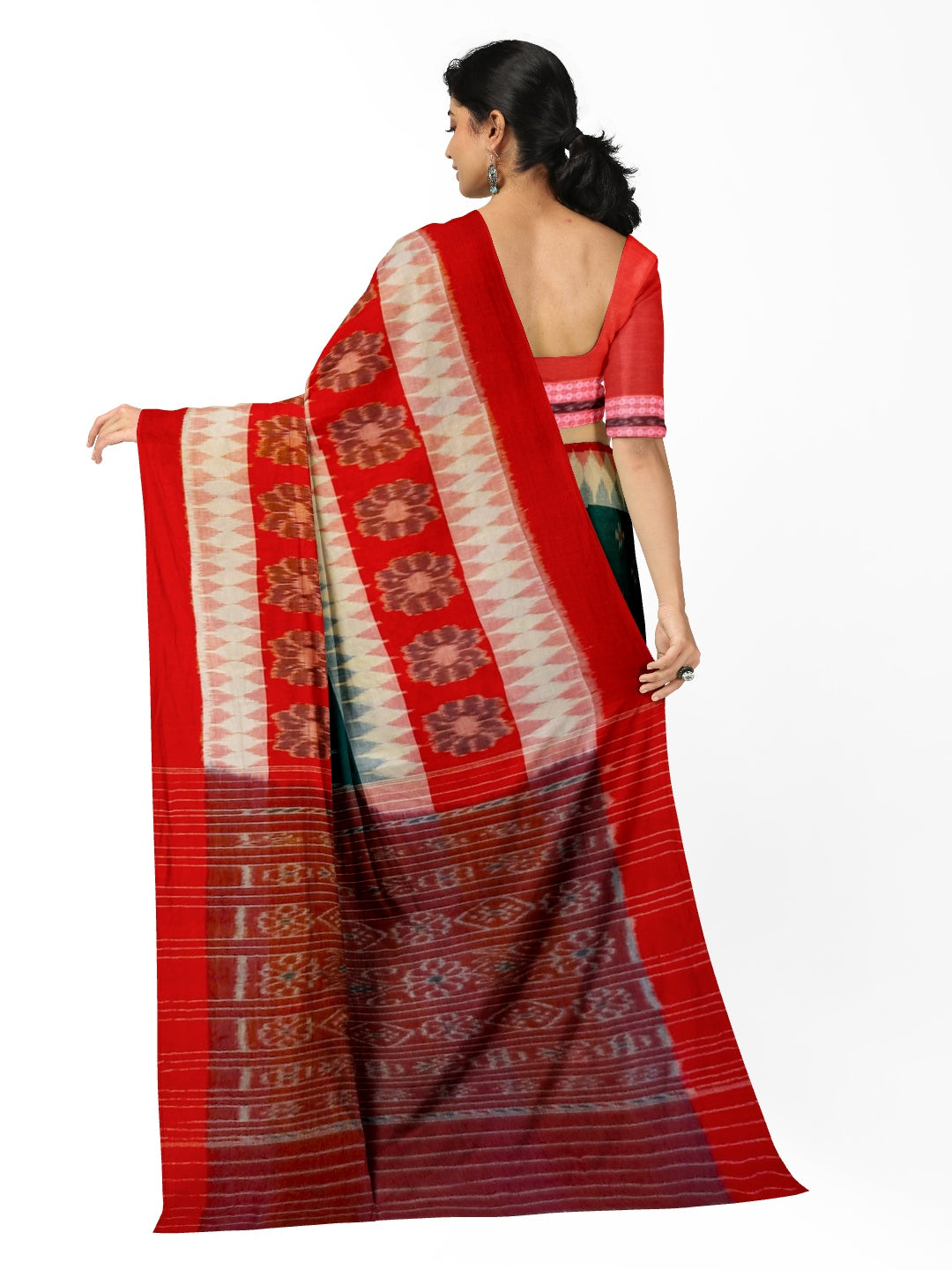 Multi colured Cotton Odisha Ikat saree  with mix match cotton ikat blouse