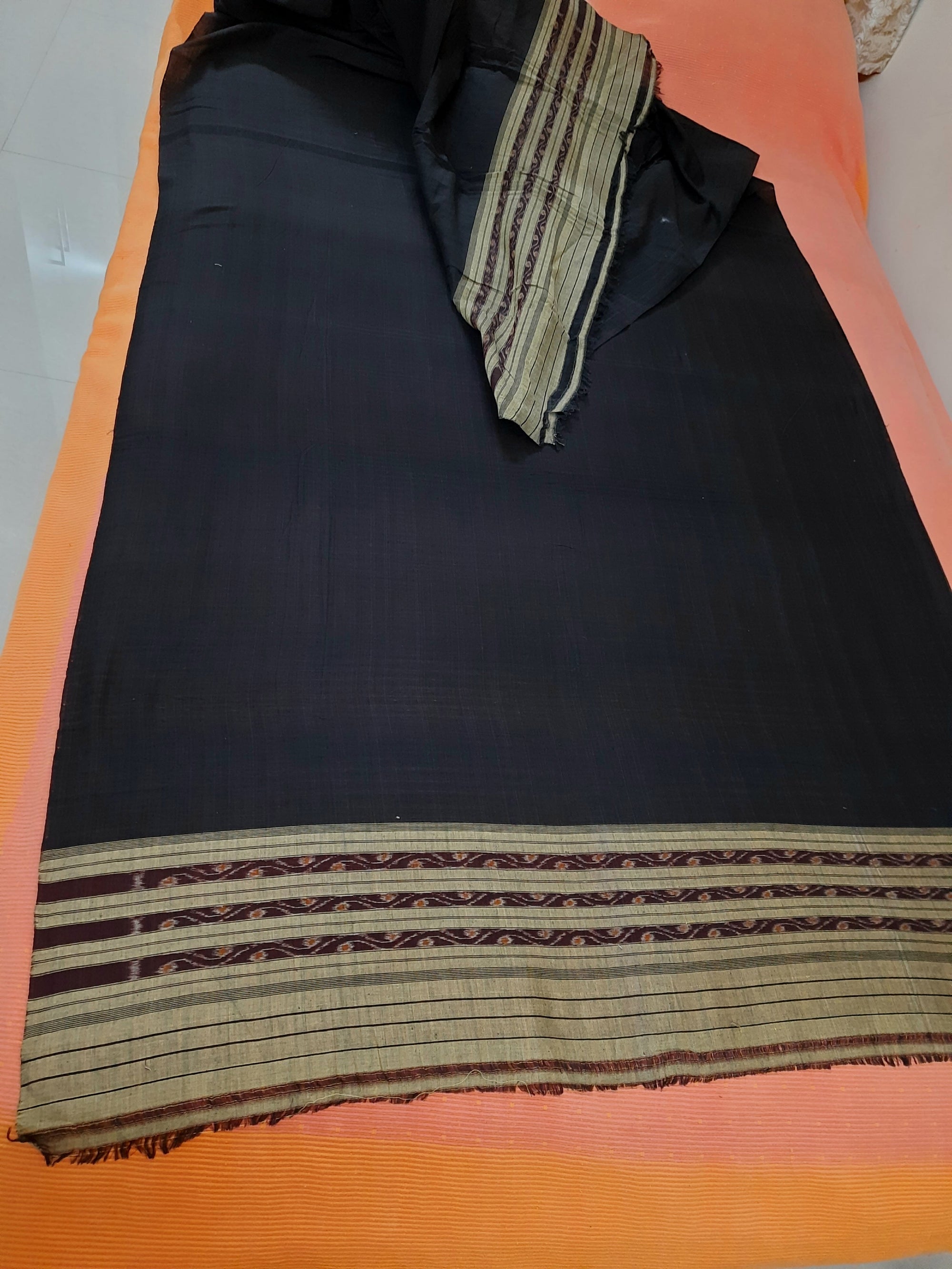 Black Cotton Sambalpuri Dupatta