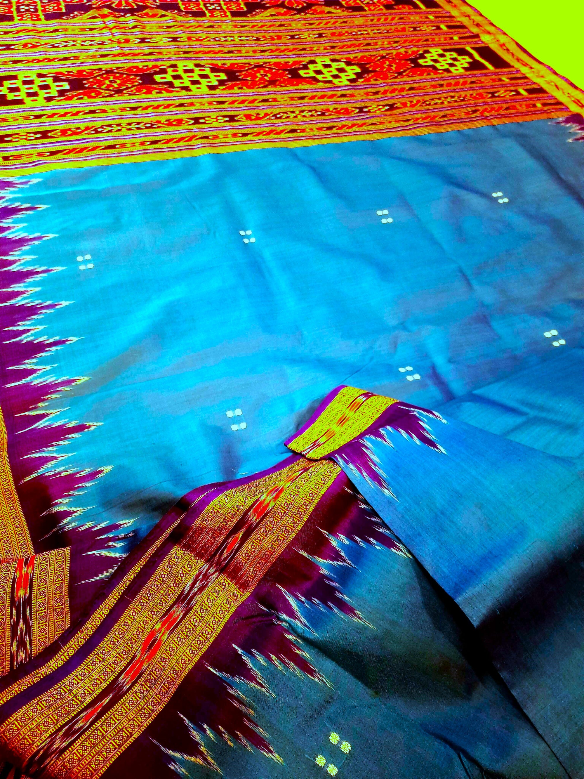 Blue Odisha Khandua Pata Silk Saree