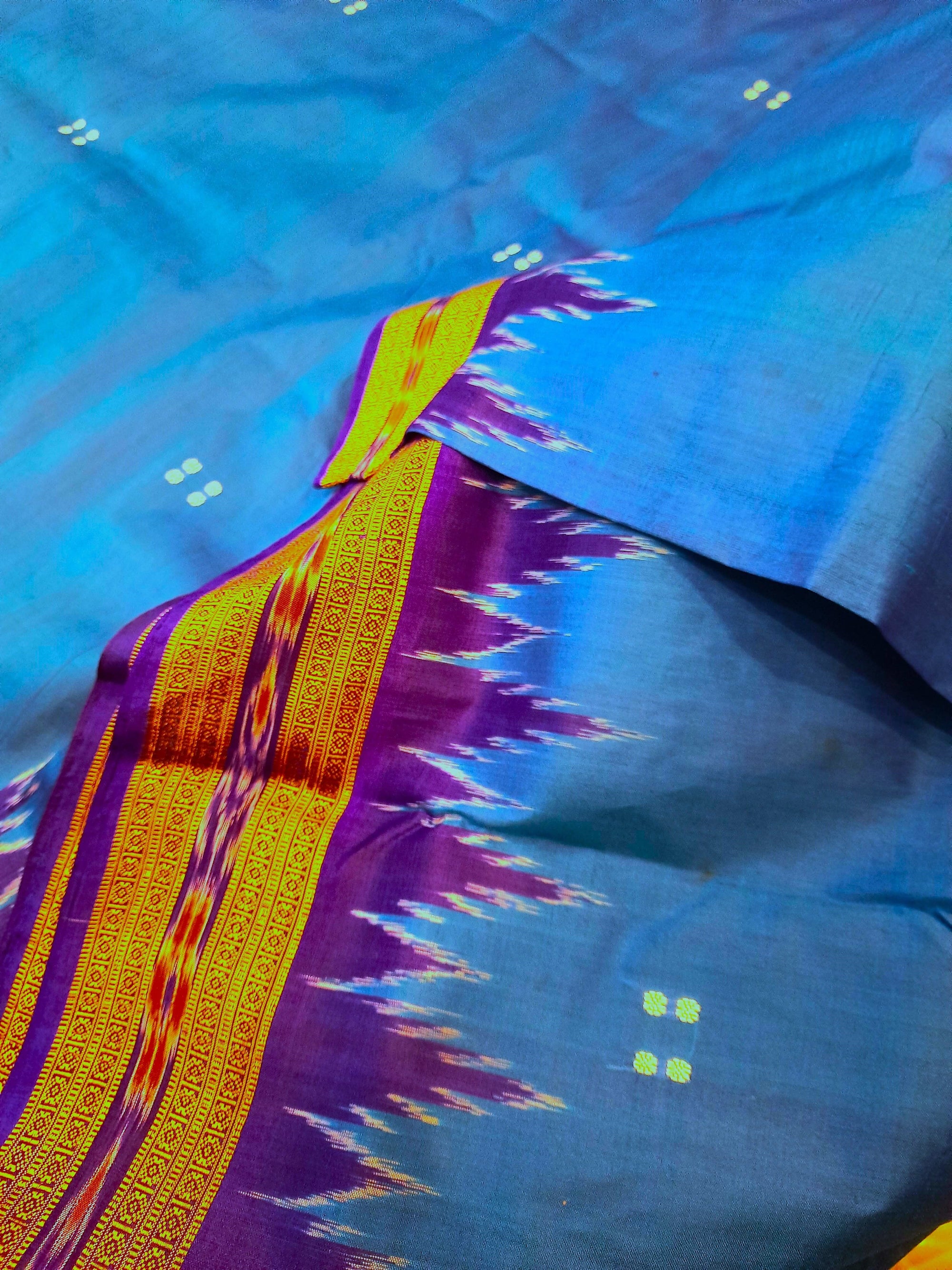 Blue Odisha Khandua Pata Silk Saree