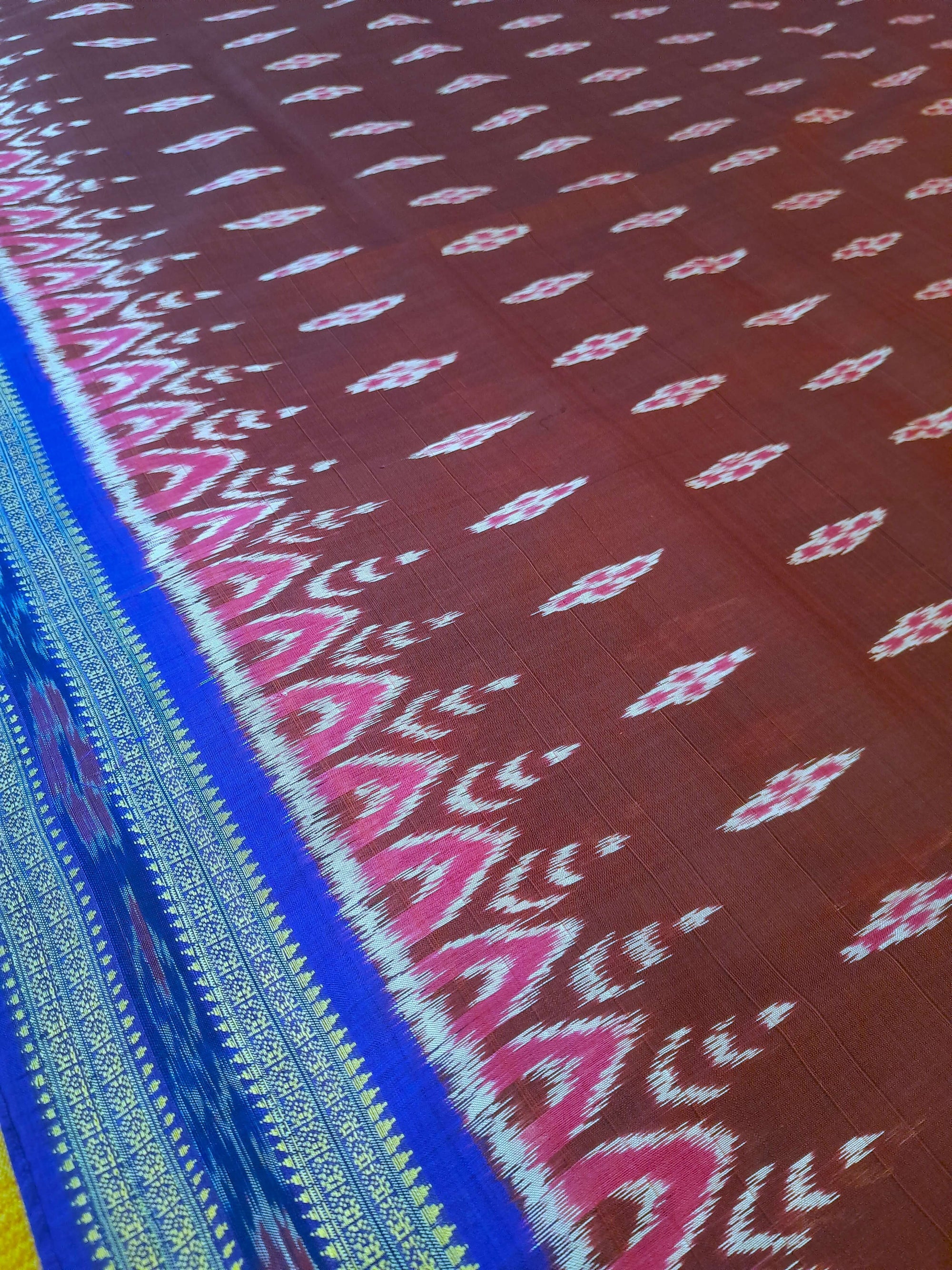 Maroon wide border Odisha Khandua Pata Silk Saree