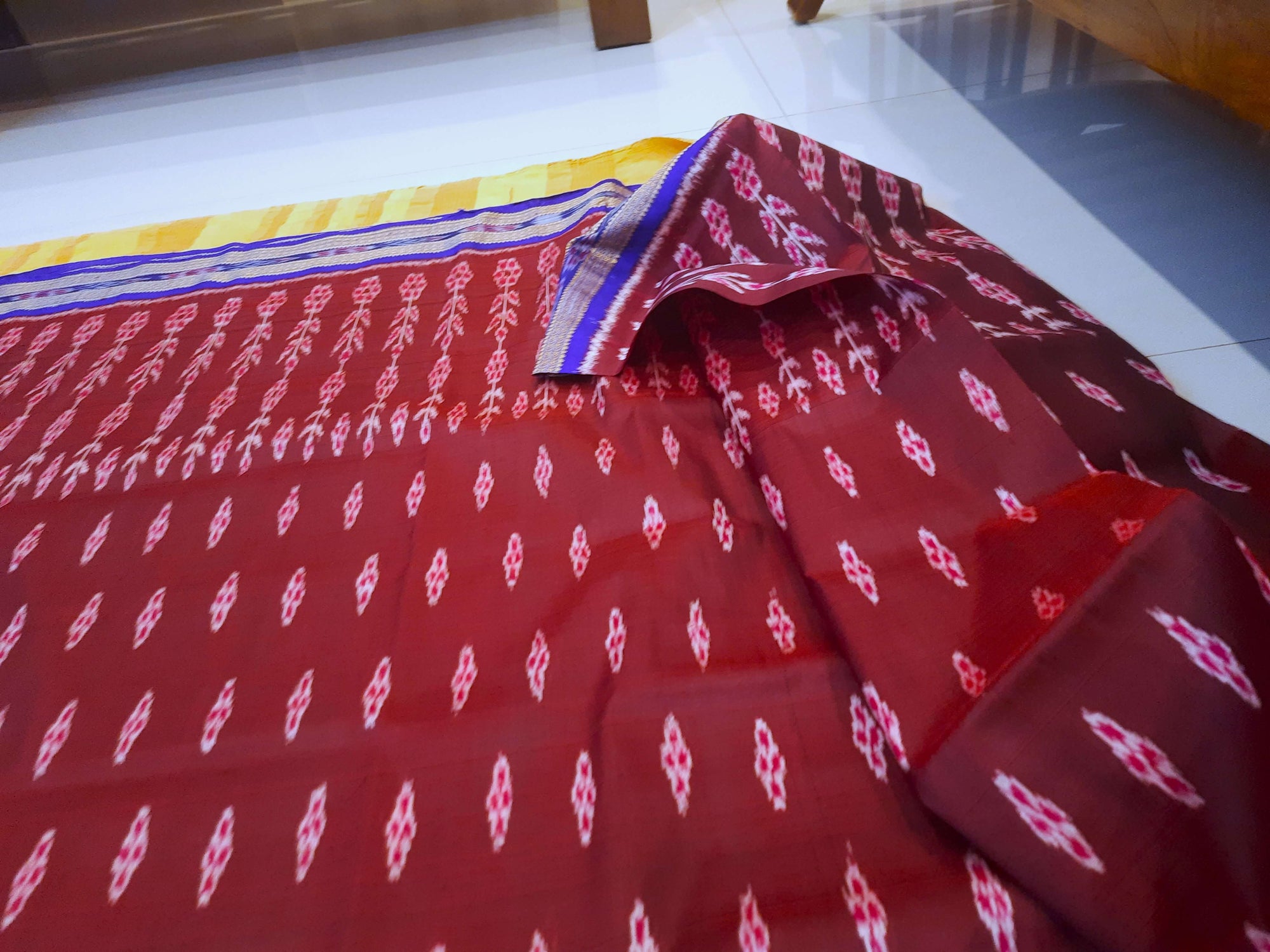 Maroon wide border Odisha Khandua Pata Silk Saree