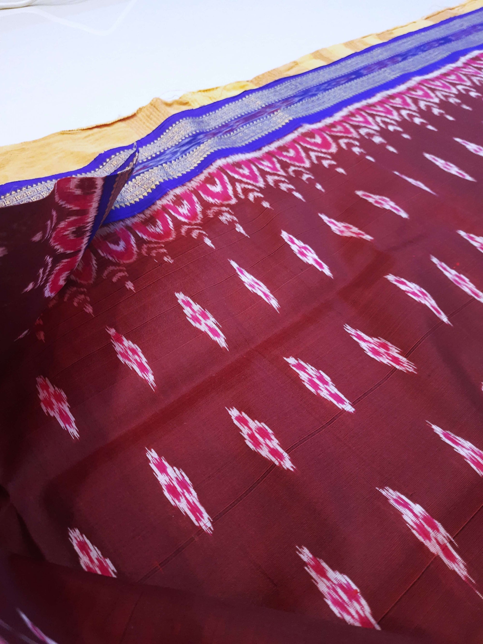 Maroon wide border Odisha Khandua Pata Silk Saree