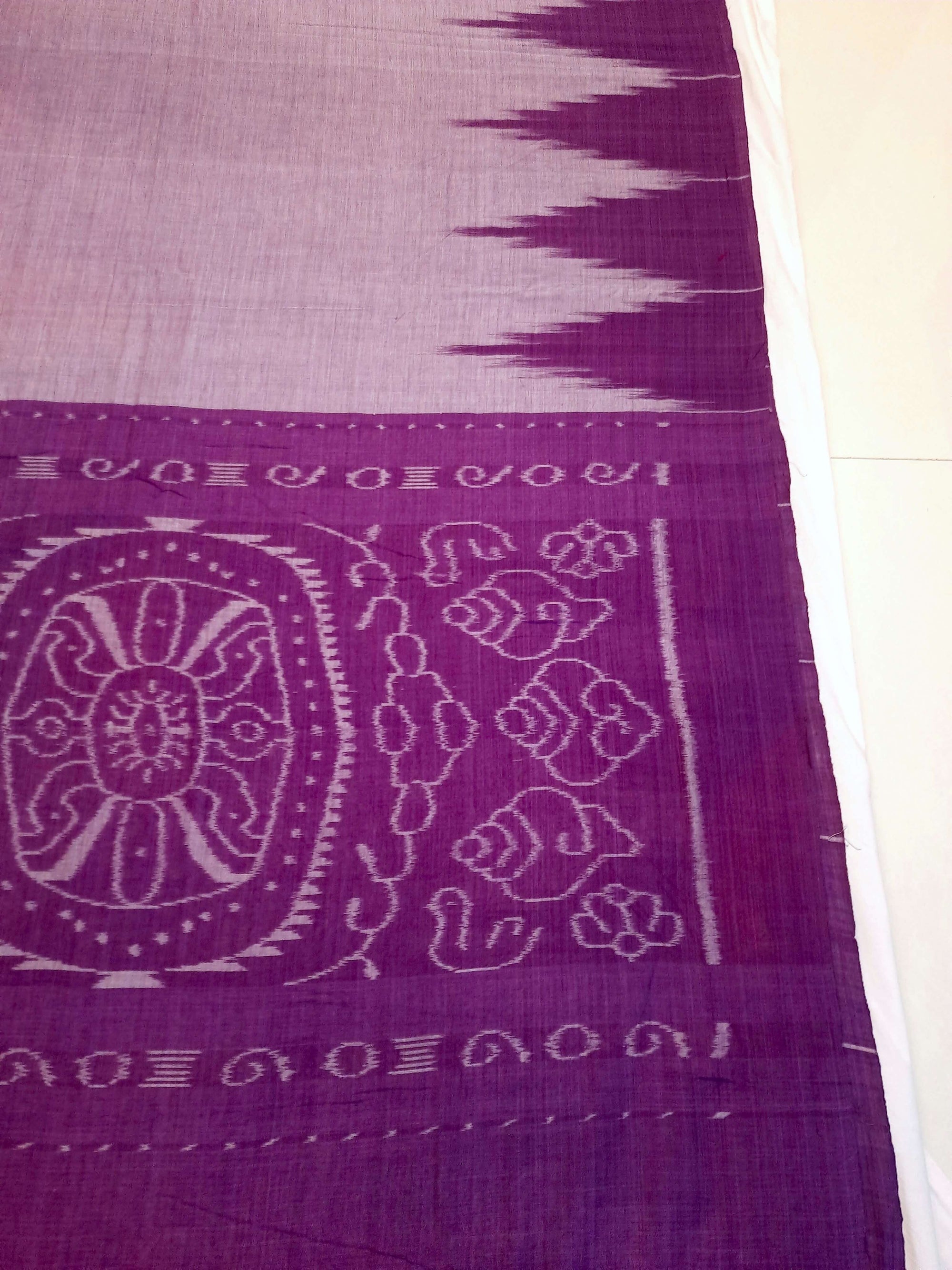 Purple Cotton Odisha Ikat saree  with mix match cotton ikat blouse