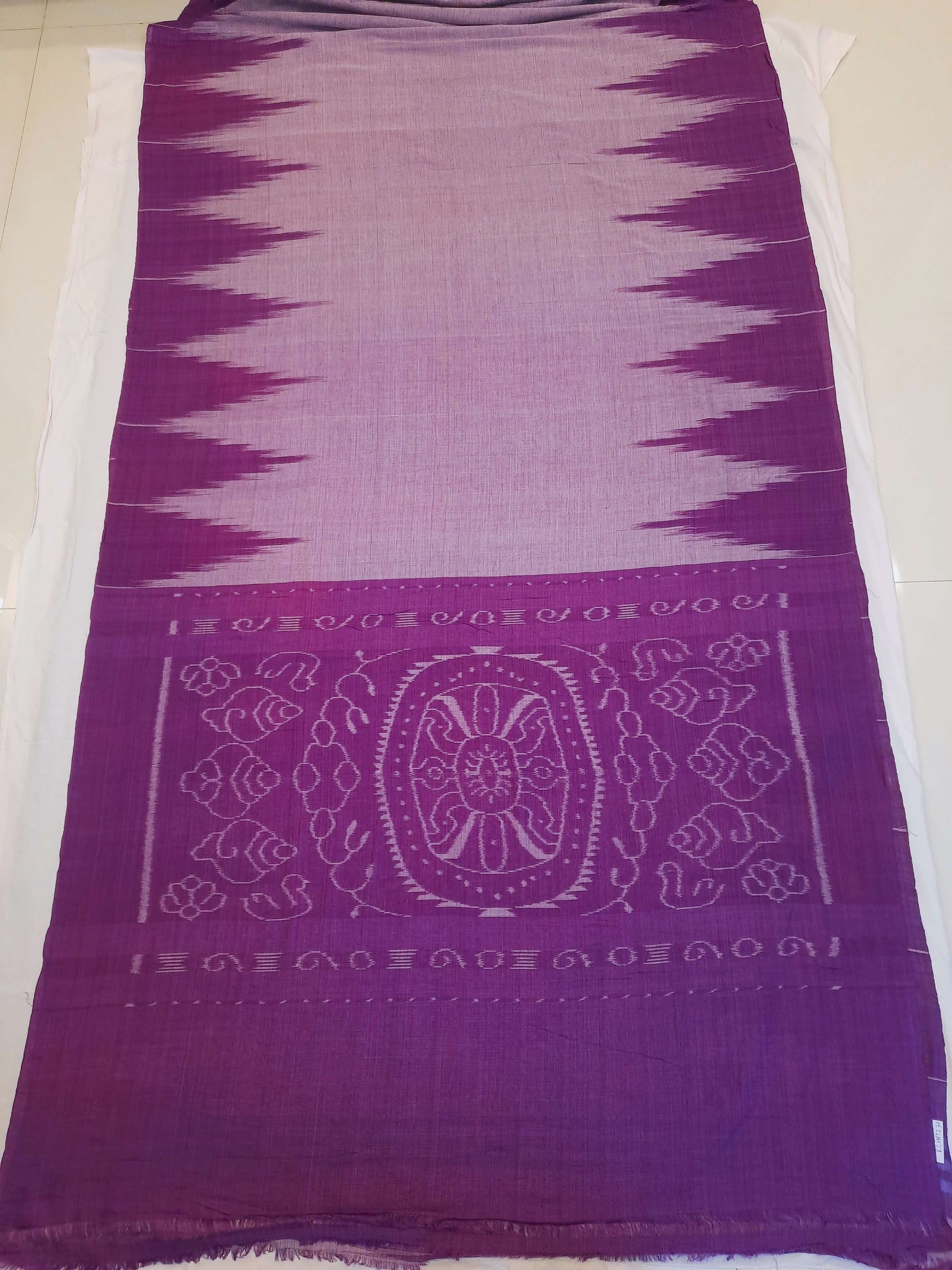 Purple Cotton Odisha Ikat saree  with mix match cotton ikat blouse