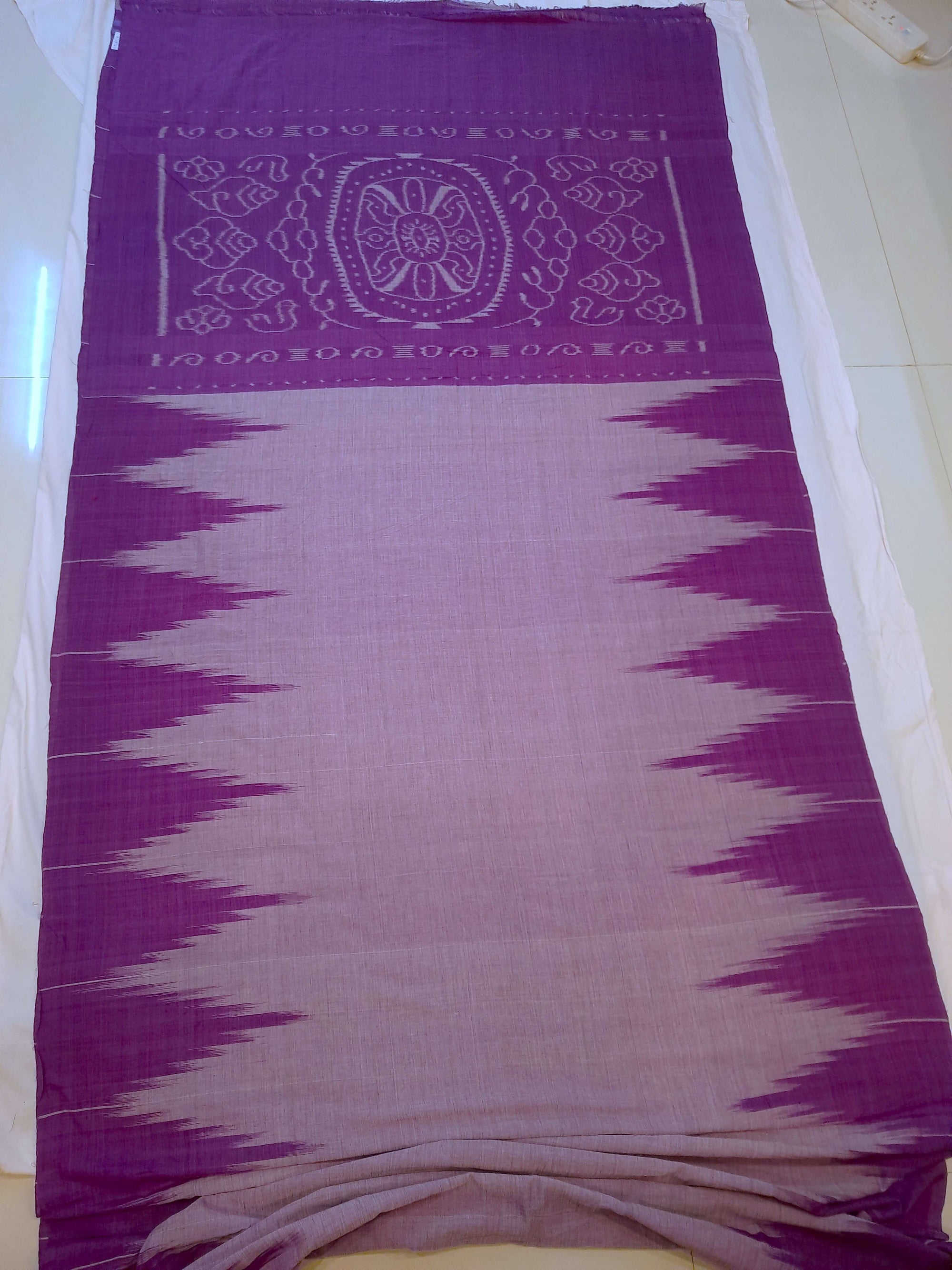 Purple Cotton Odisha Ikat saree  with mix match cotton ikat blouse
