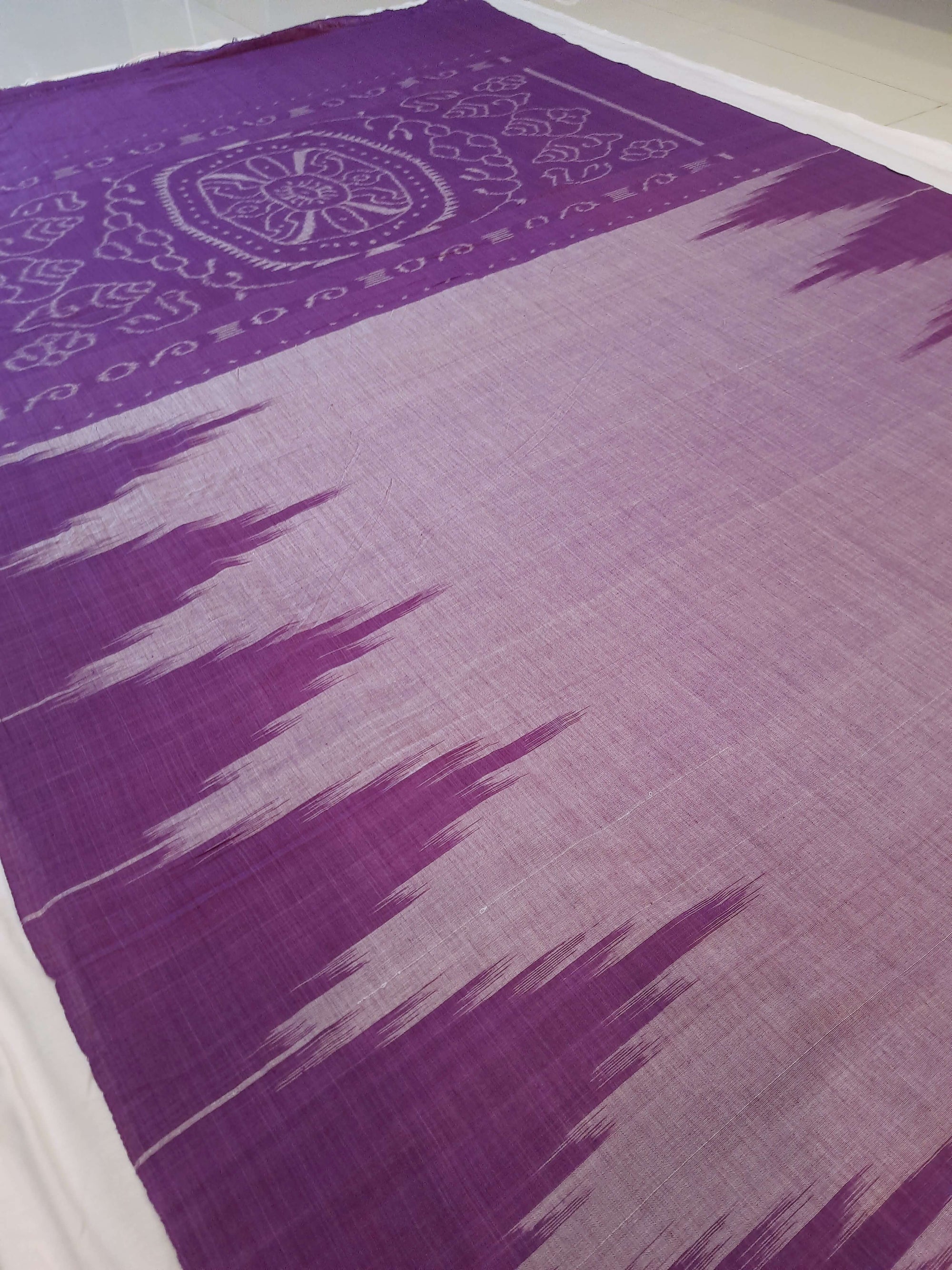 Purple Cotton Odisha Ikat saree  with mix match cotton ikat blouse
