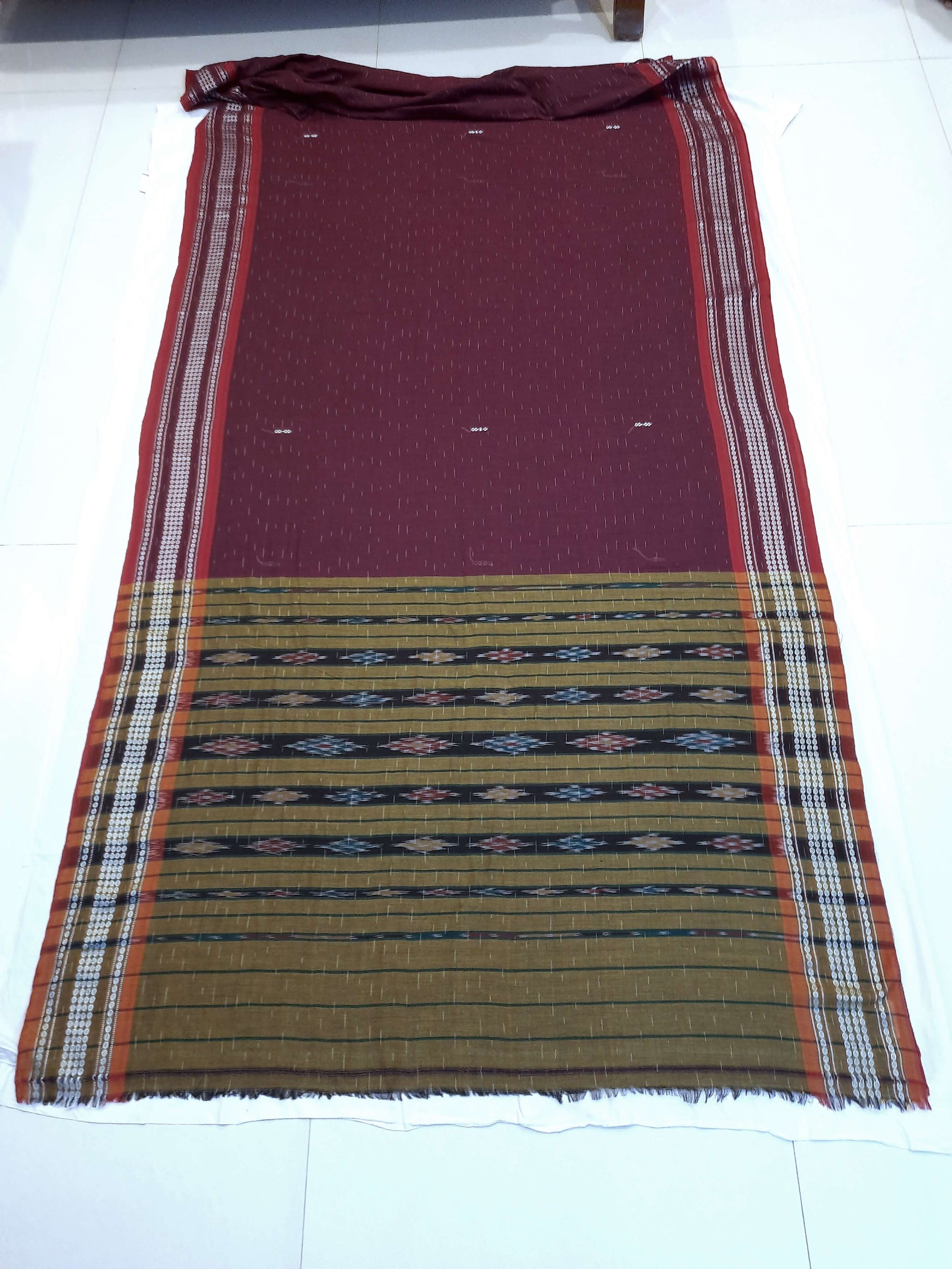 Purple Cotton Odisha Ikat saree  with mix match cotton ikat blouse