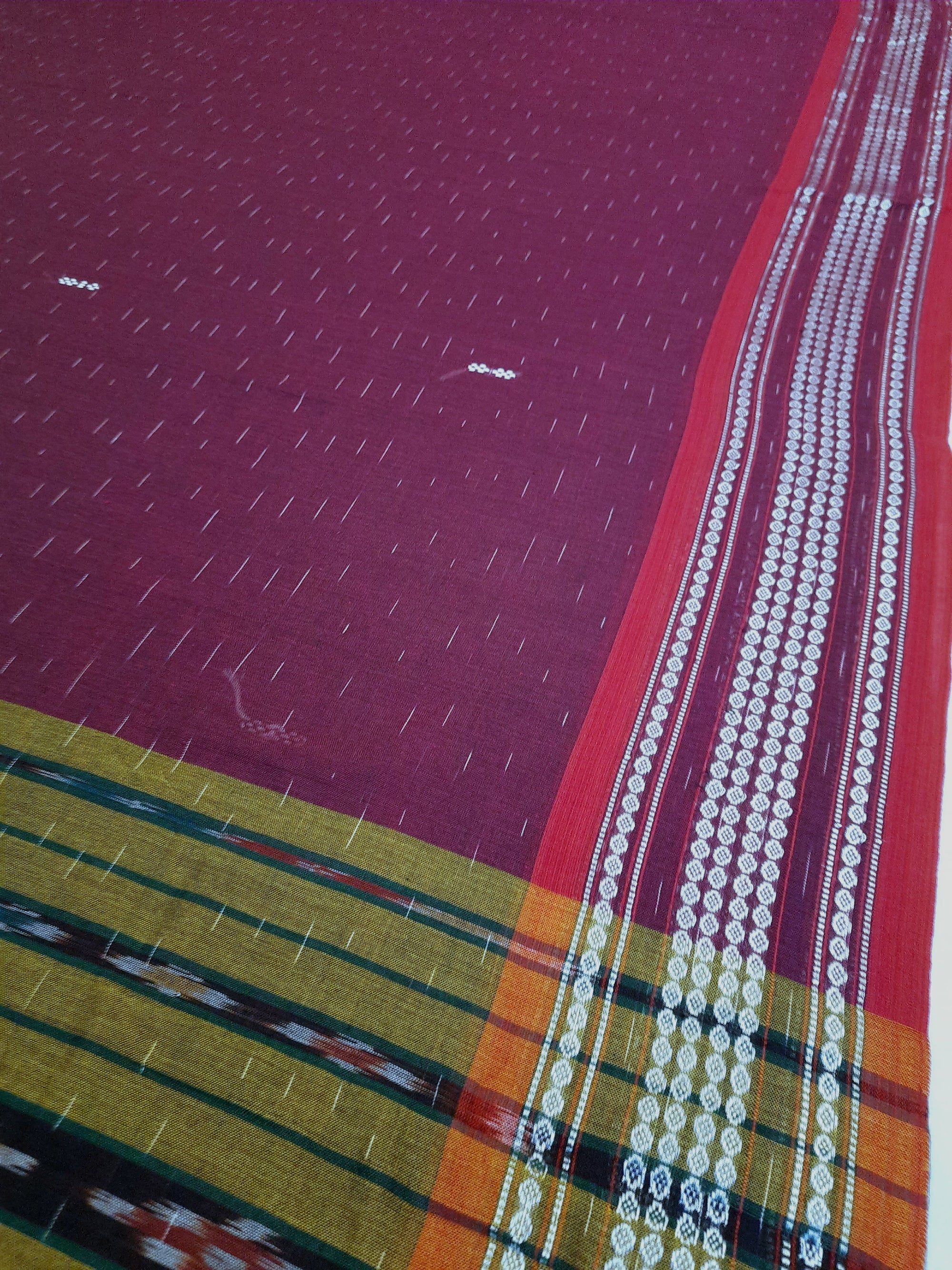 Purple Cotton Odisha Ikat saree  with mix match cotton ikat blouse