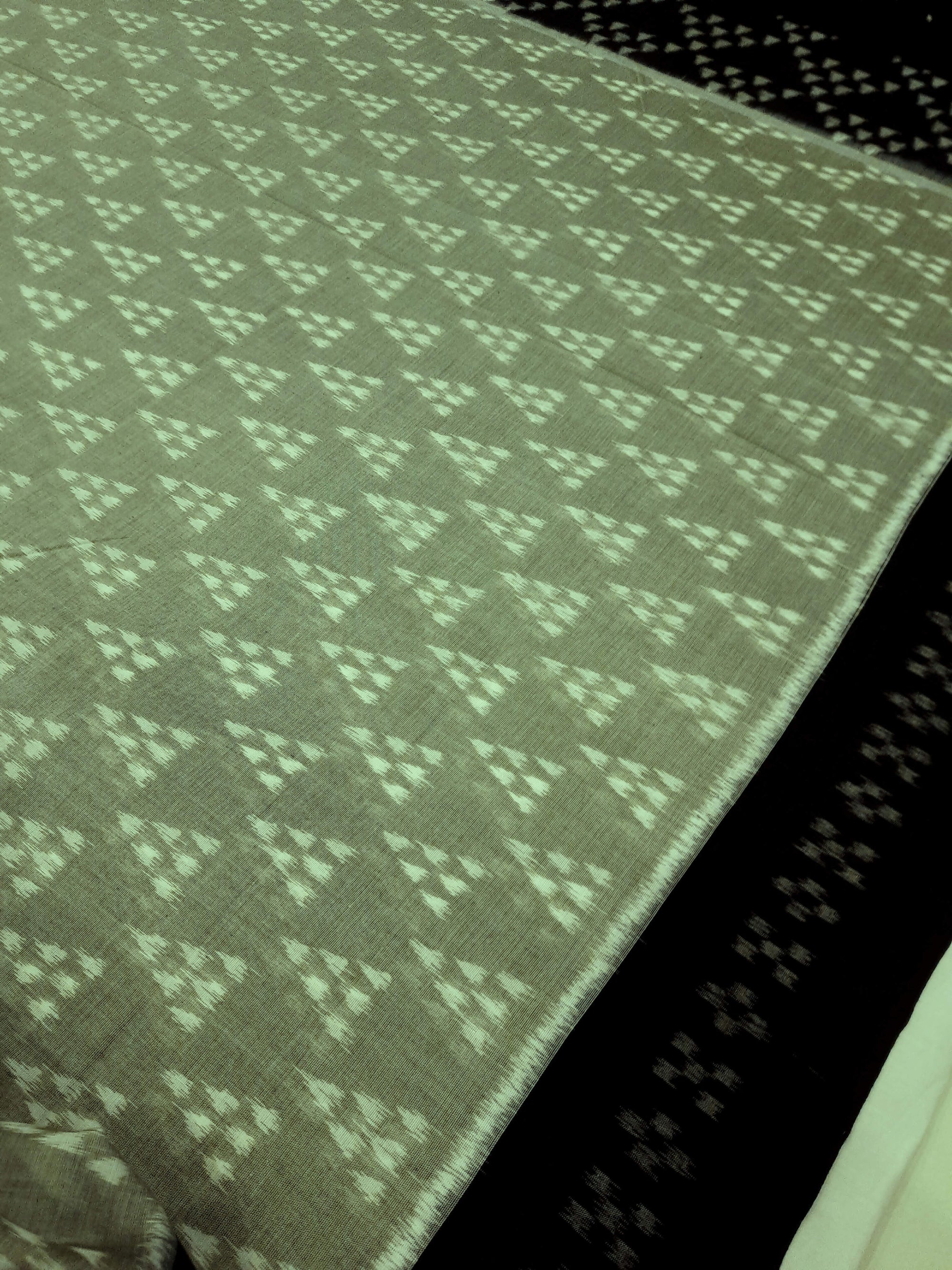 PistaGreen Odisha Ikat saree with cotton ikat blouse piece