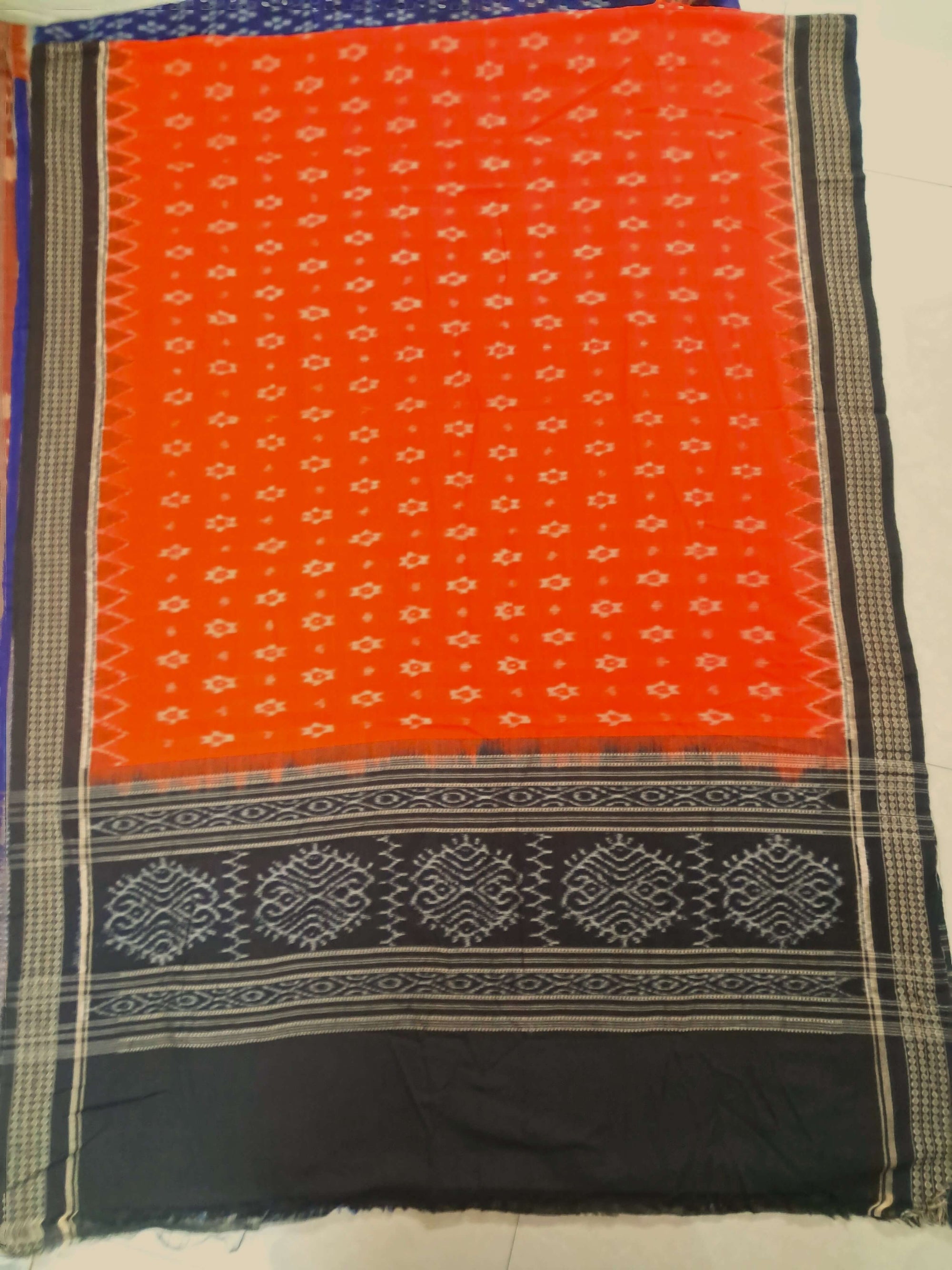 Orange Cotton Sambalpuri ikat Dupatta