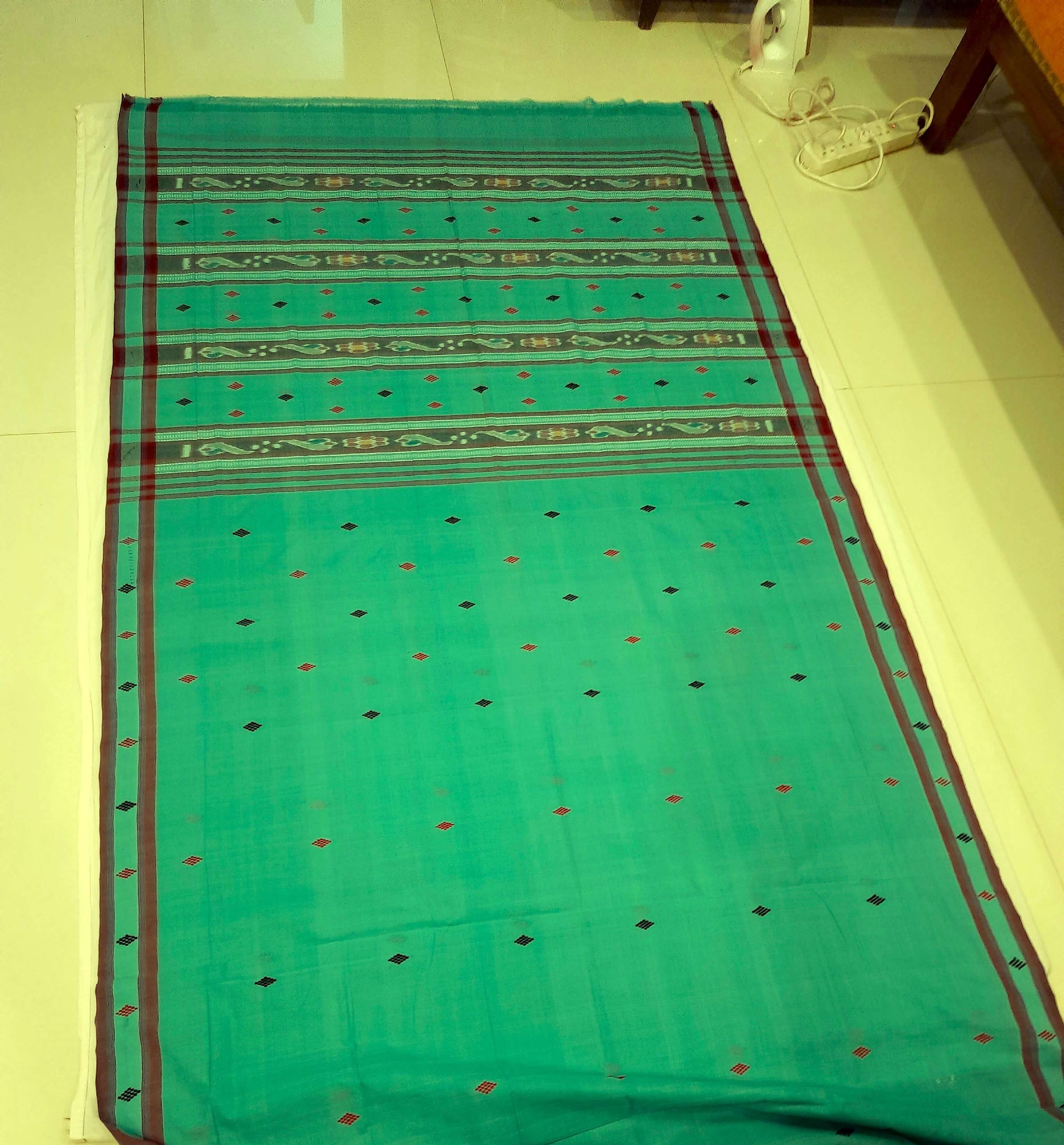 Green  Cotton Odisha Ikat saree with mix match blouse piece