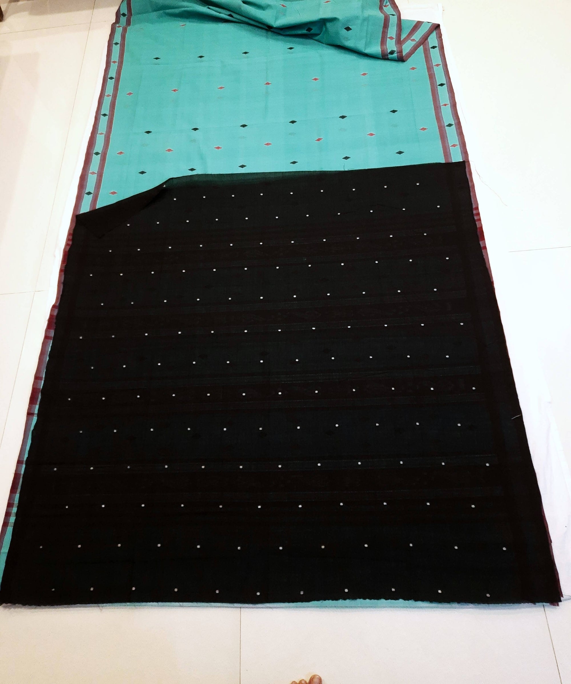 Green  Cotton Odisha Ikat saree with mix match blouse piece