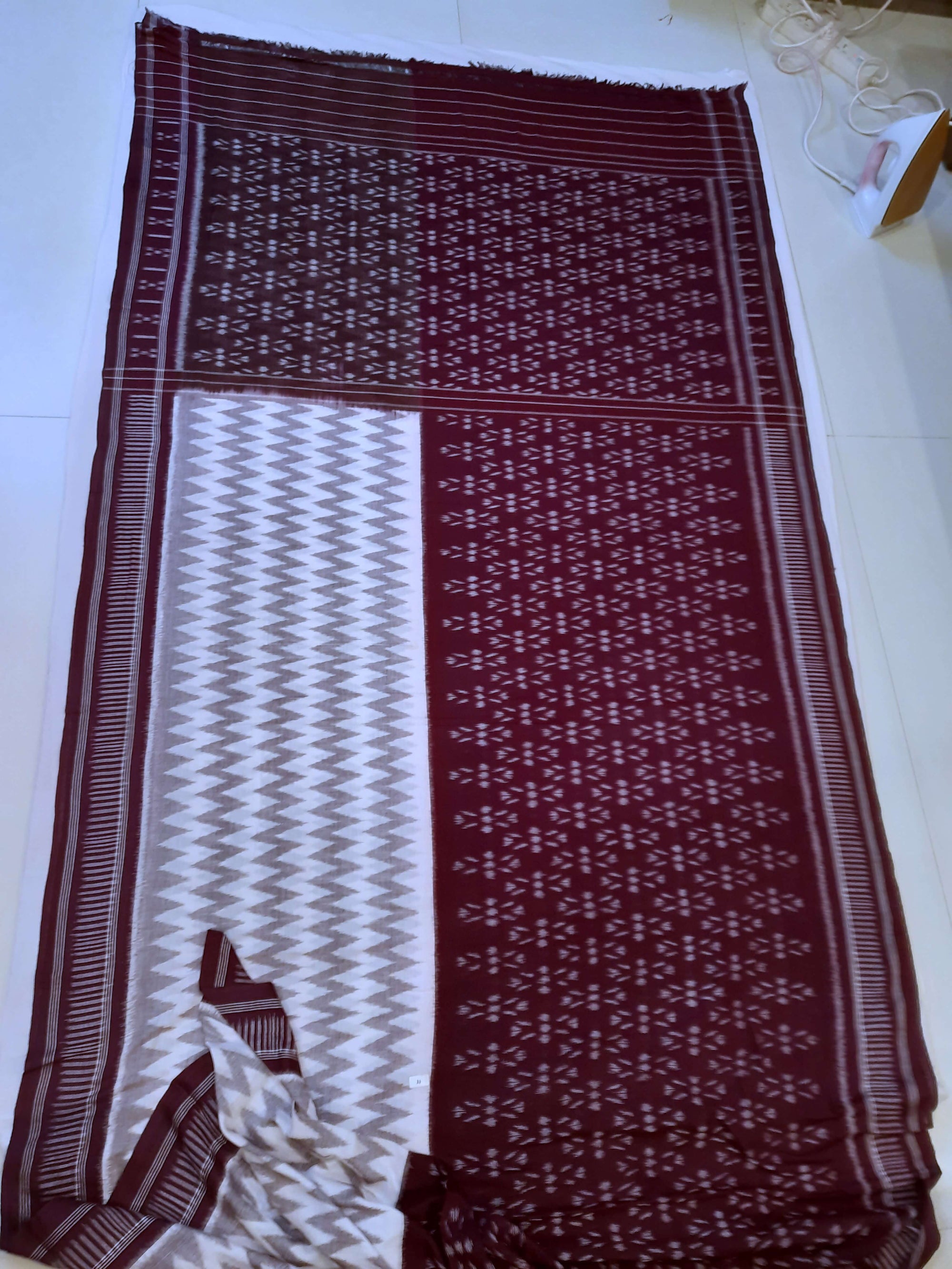 DarkPurple  Odisha Ikat saree  with cotton ikat blouse piece
