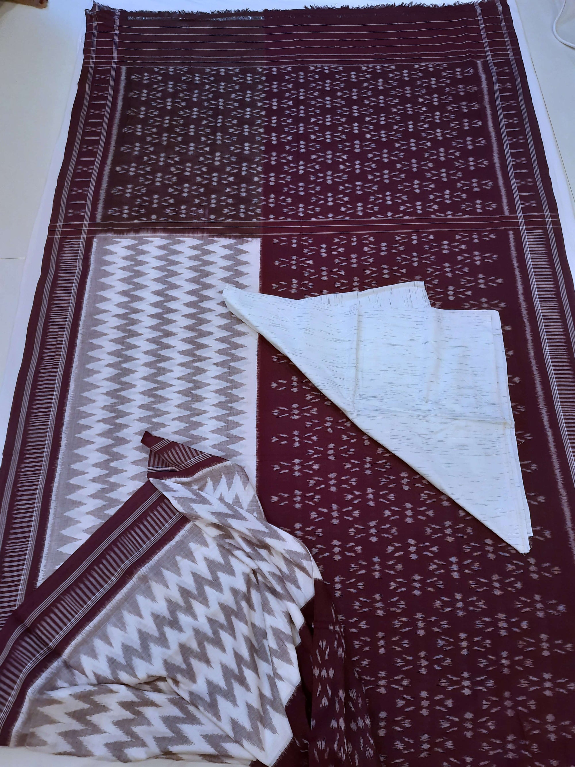 DarkPurple  Odisha Ikat saree  with cotton ikat blouse piece