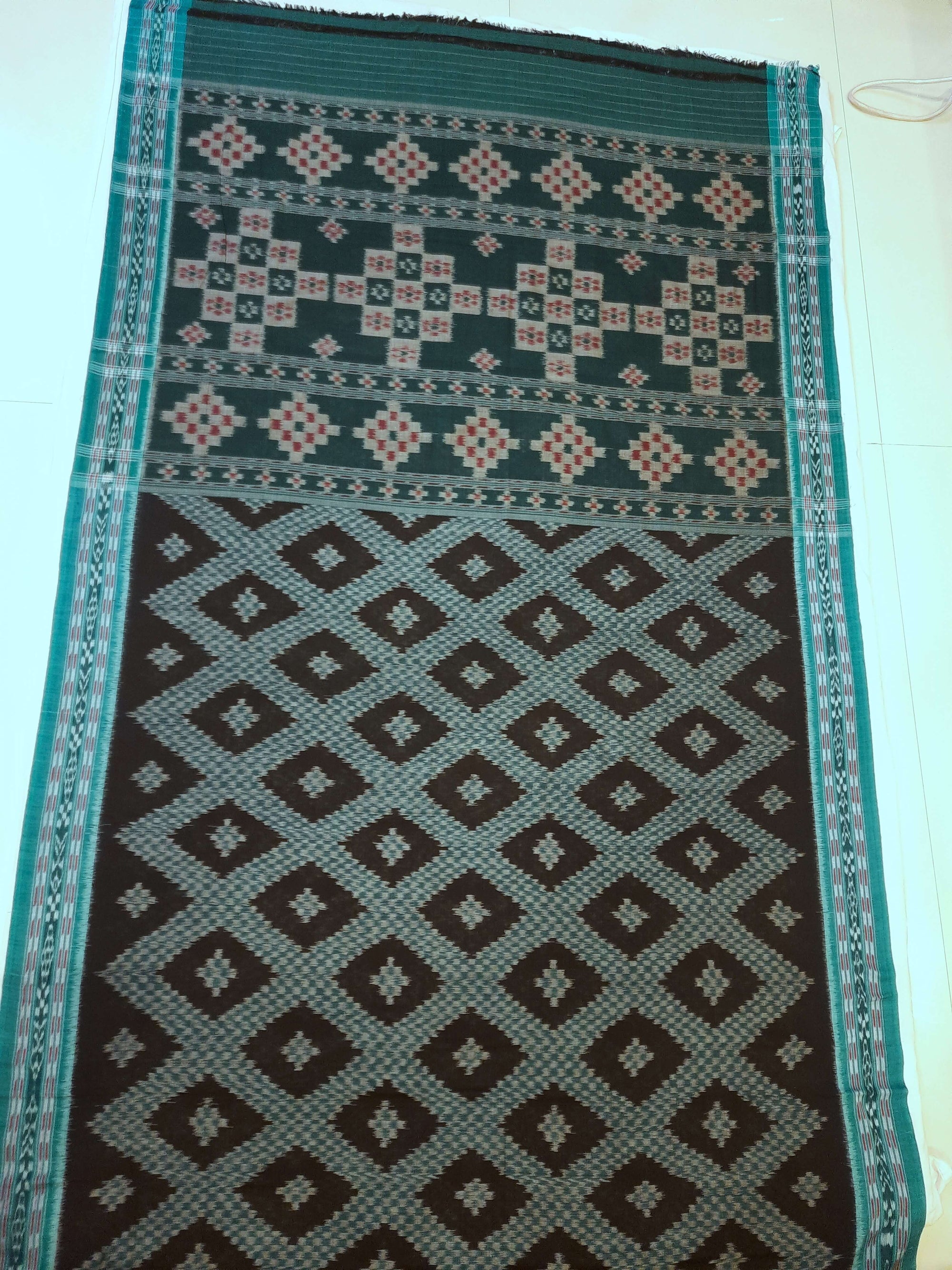 Black Cotton Tarabali Odisha Ikat saree with mix match cotton ikat blouse piece