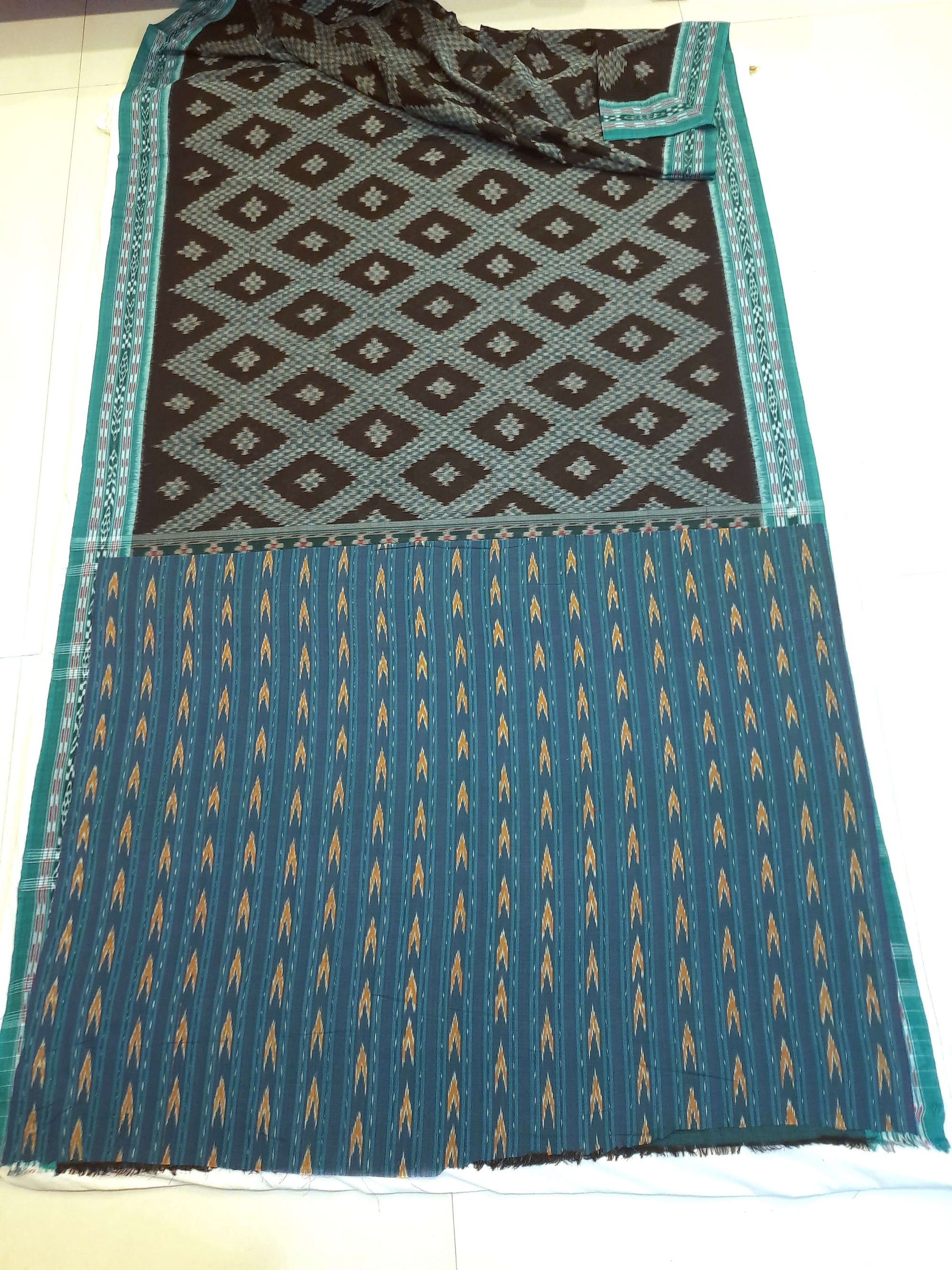Black Cotton Tarabali Odisha Ikat saree with mix match cotton ikat blouse piece