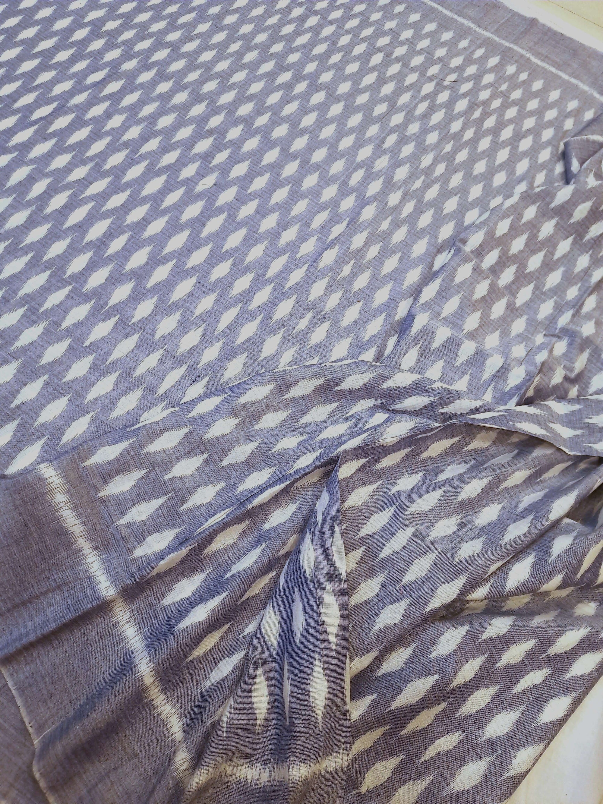 Blue Cotton Odisha Ikat saree with mix match cotton ikat blouse piece